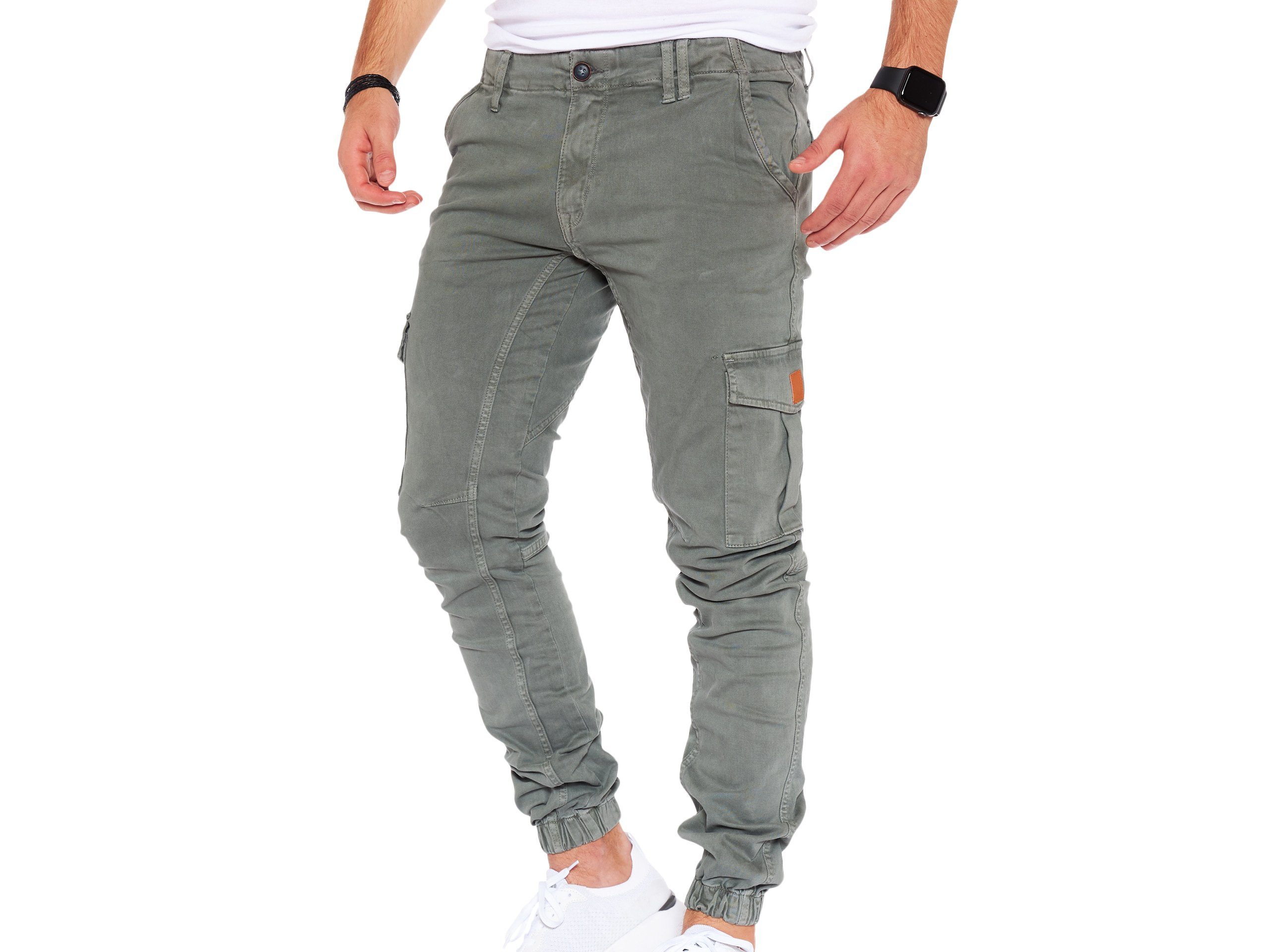 Styleko Styleko Olive-Gürtelbund männer Cargohose 8001 Chinohose Hose Cargohose Chino Cargohose Herren