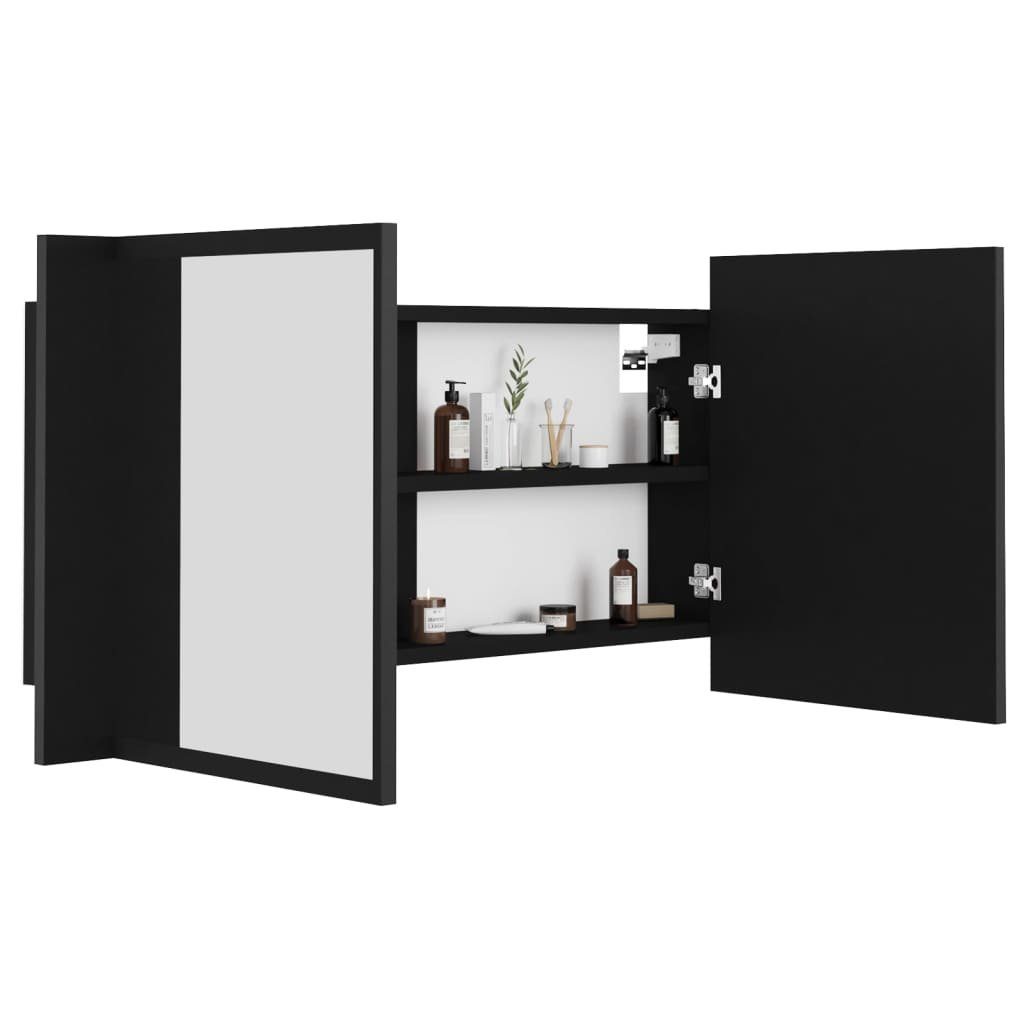 Schwarz 90x12x45 LED-Bad-Spiegelschrank Acryl (1-St) vidaXL Badezimmerspiegelschrank cm