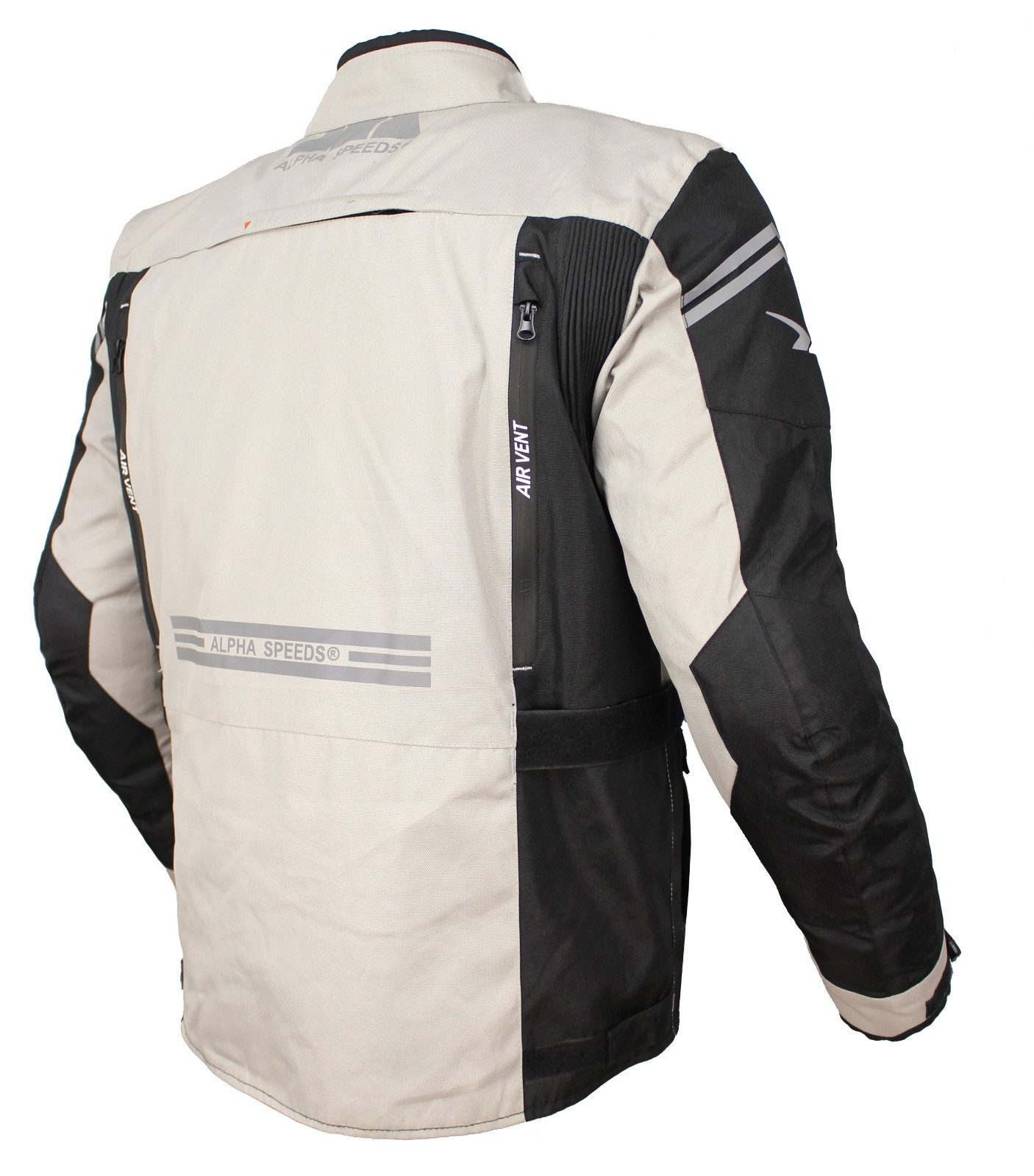 Alpha Speeds Motorradjacke JET PRO, All-Saison Motorradjacke inklusive Protektoren (2026) Abnehmbares Membran + Futter, 7 Belüftungen, 10 Taschen, in Off-White