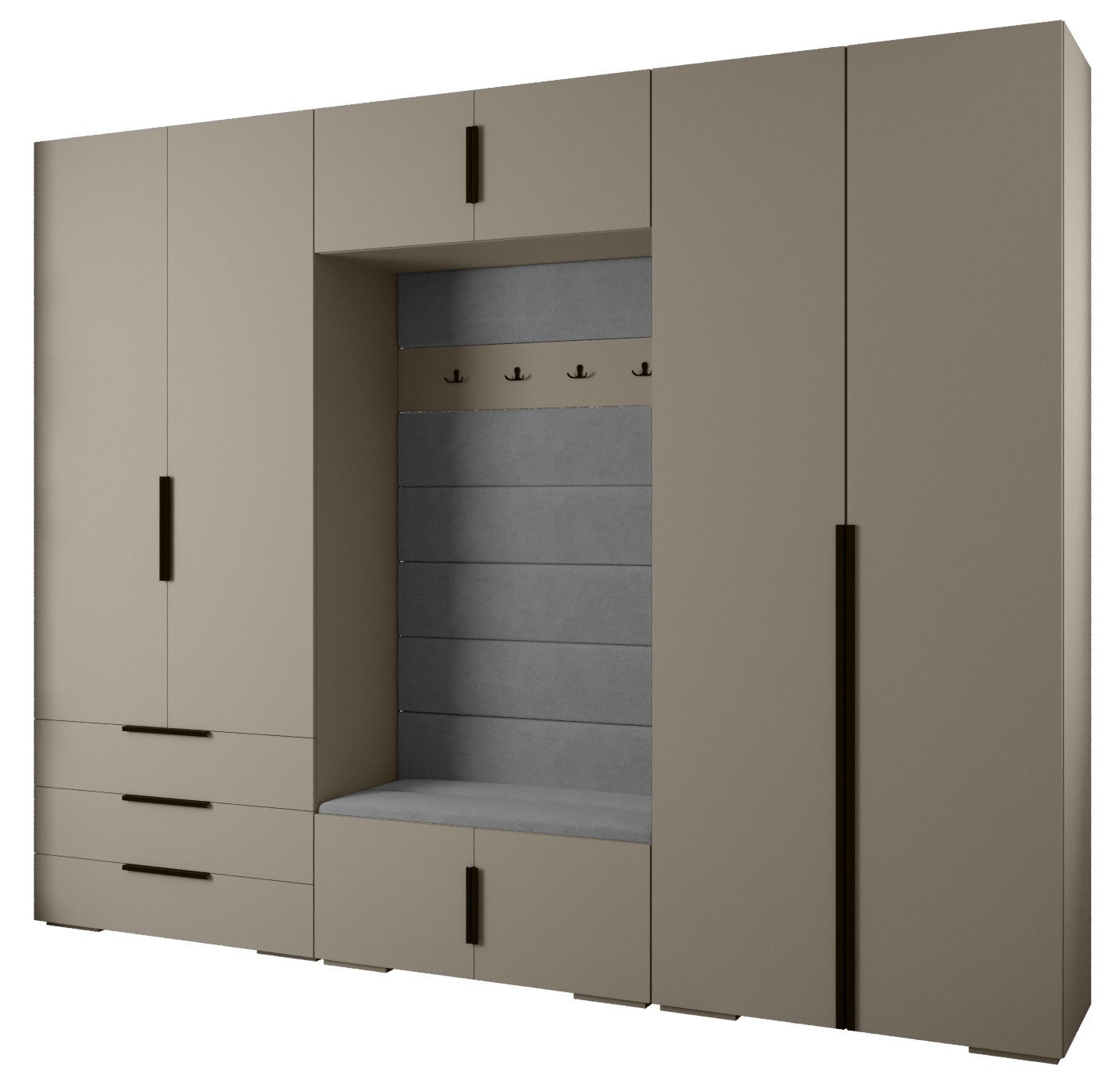 ABIKS MÖBEL Kompaktgarderobe INOVA 1 SATZ 14 Möbelset, Garderobe mit Kleiderstange und Regalen