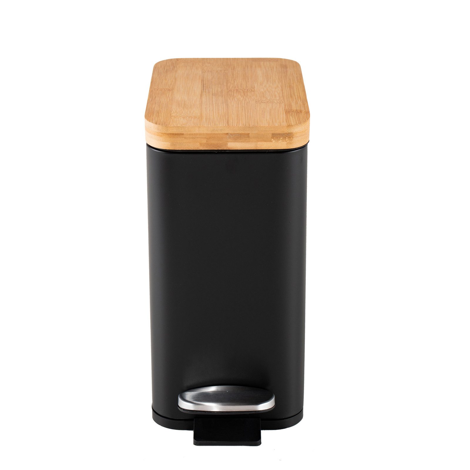 HTI-Living Mülleimer Pedalmülleimer Modern 5 Liter Schwarz Natur, Abfalleimer Holzdeckel mit Soft-Close-Funktion