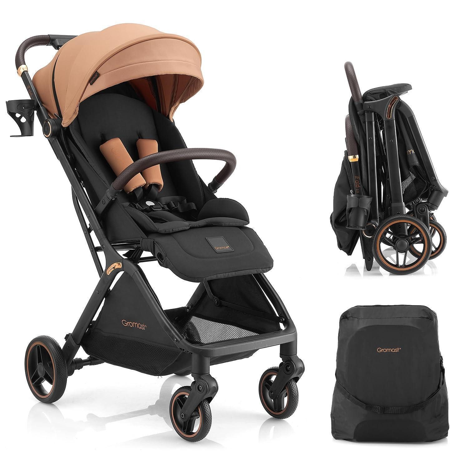 LuxusKollektion Kinder-Buggy Kinderwagen Faltbar Reisebuggy Einhändig Sonnendach UV Khaki Braun