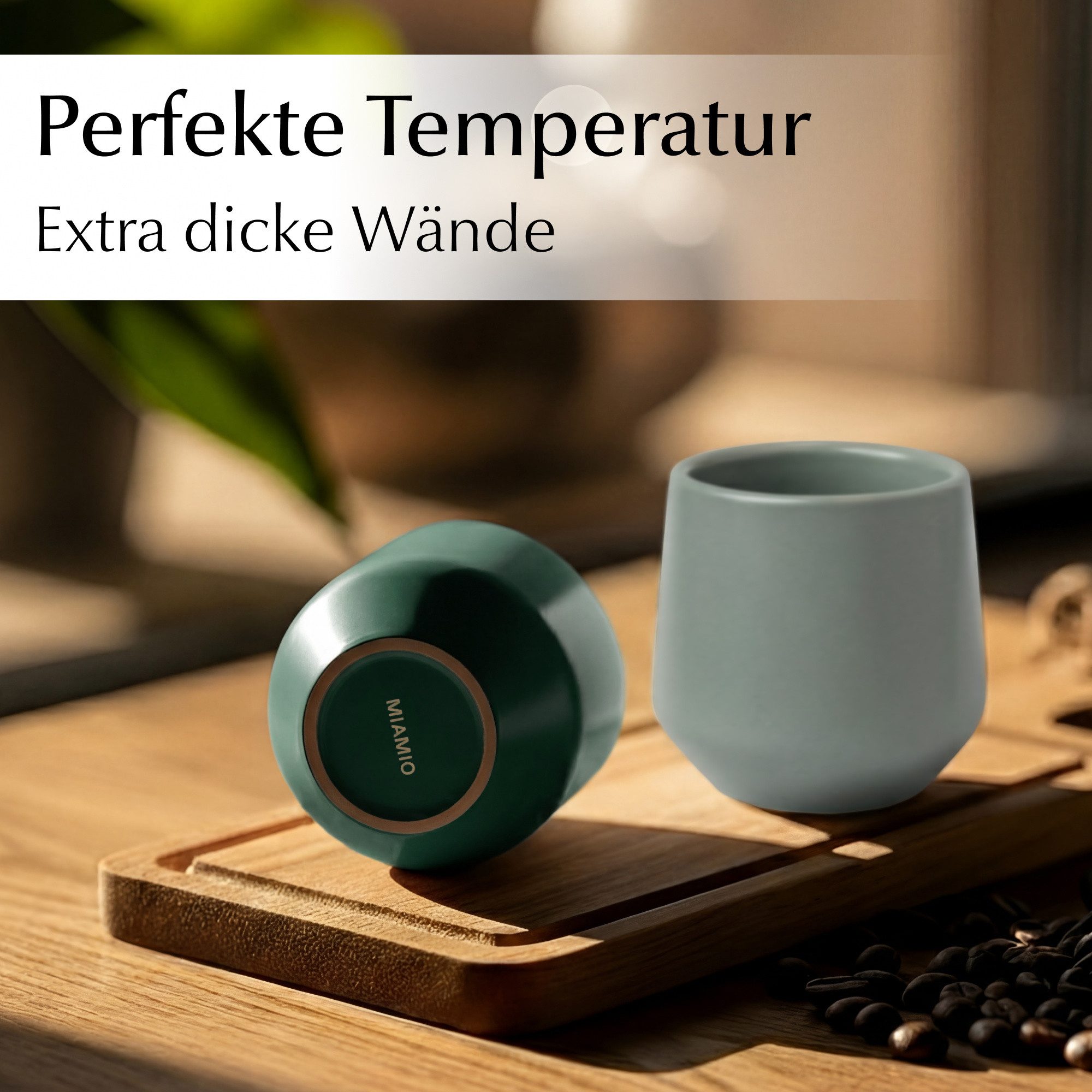 MiaMio Espressotasse Luxe ohne Henkel, 90 ml, Evergreen Grün, 4-tlg., Keramik, Ristretto & Doppio, dickwandig, modern – Bild 5 von 5