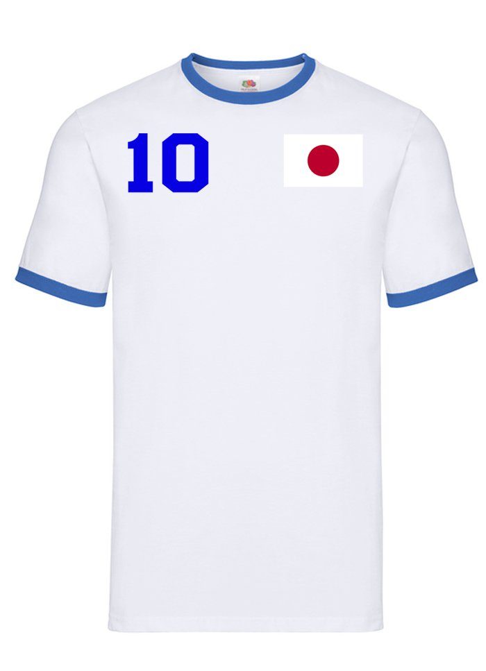Blondie & Brownie T-Shirt Herren Japan Asien Sport Trikot Fußball Weltmeister Meister WM Blau/Weiss