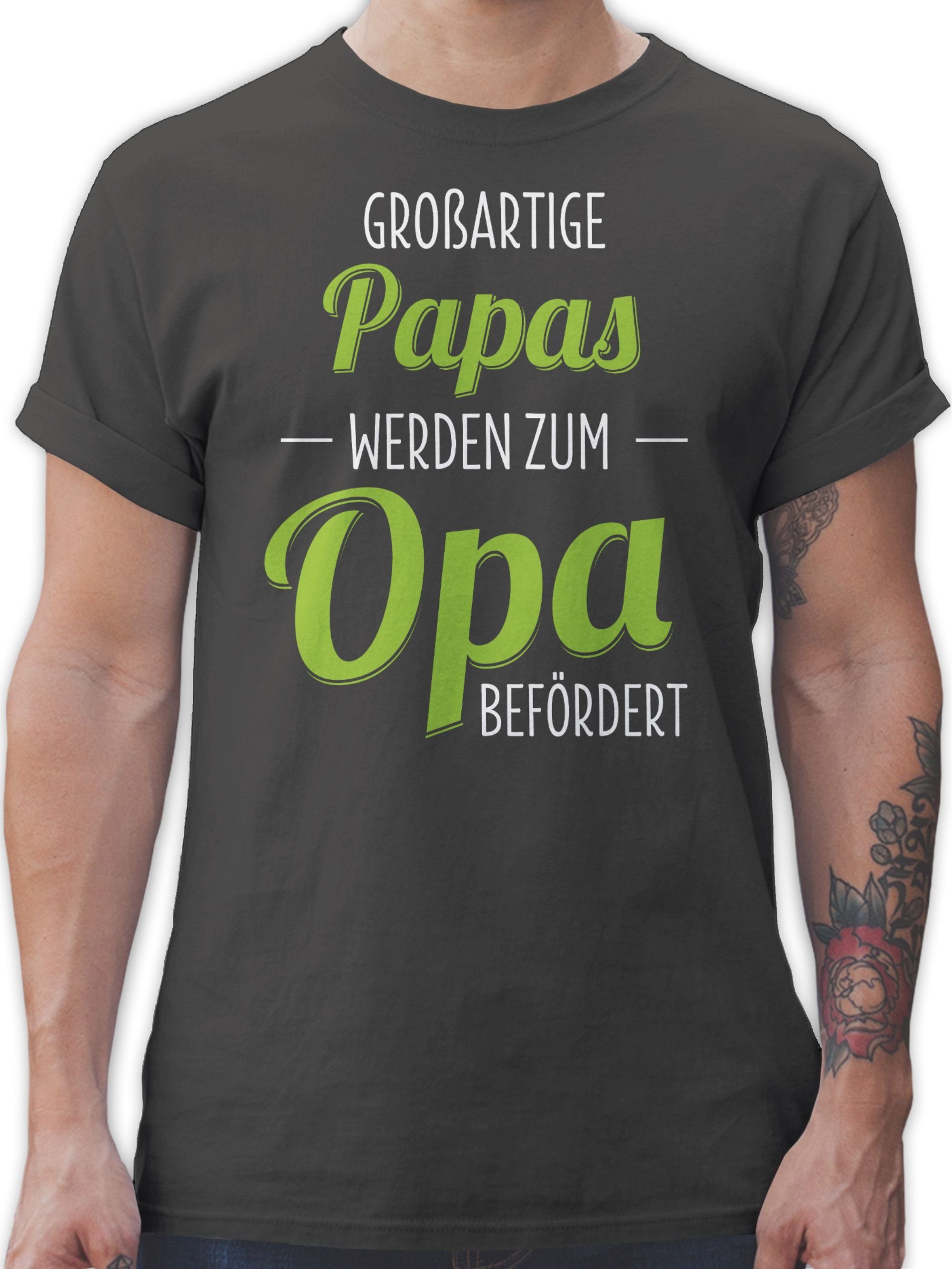 Shirtracer T-Shirt Großartige Papas werden zum Opa befördert Opa Geschenke 3 Dunkelgrau