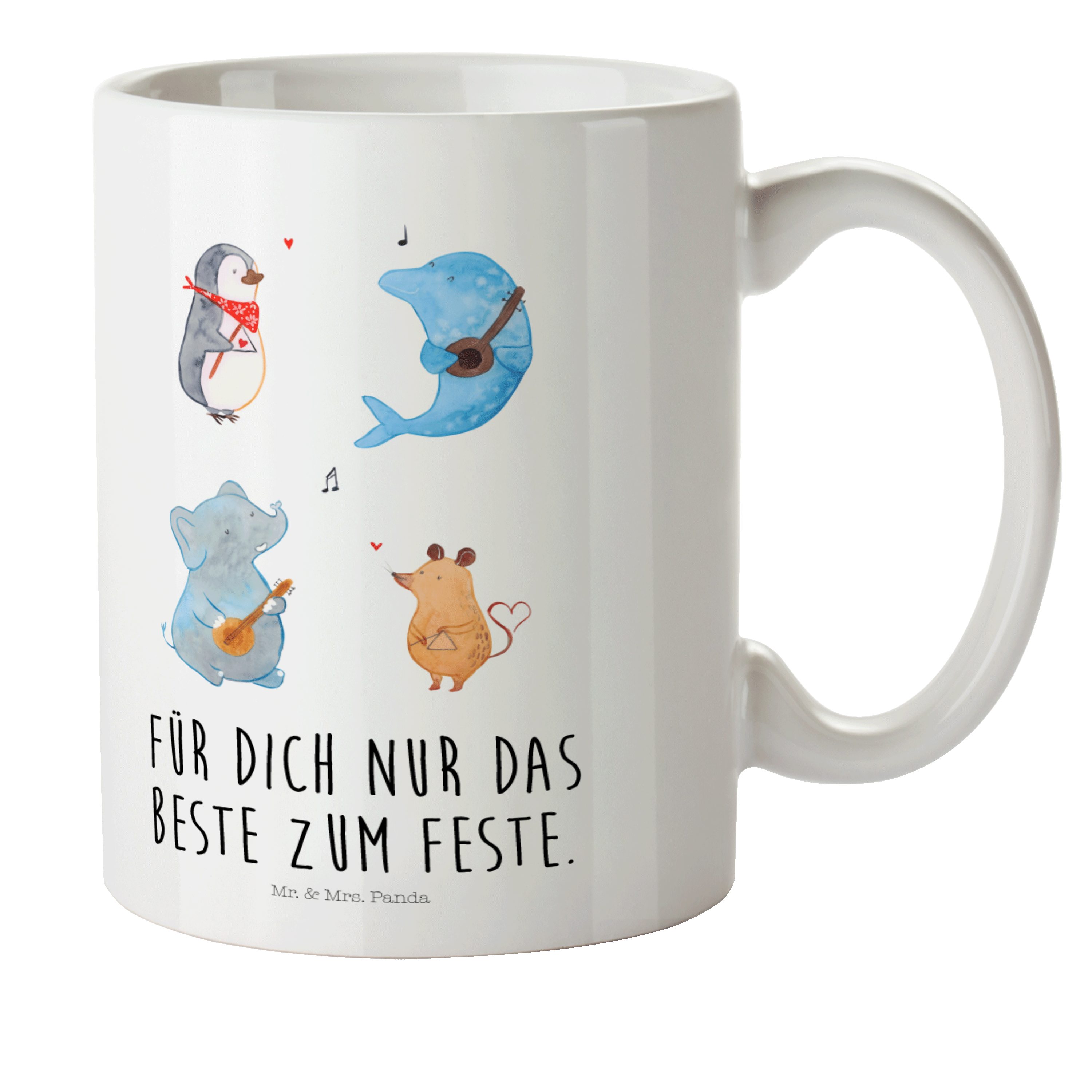 Mr. & Mrs. Panda Kinderbecher Big Band - Weiß - Geschenk, Tasse, Gute Laune, Tiere, Kinderbecher, K, Kunststoff