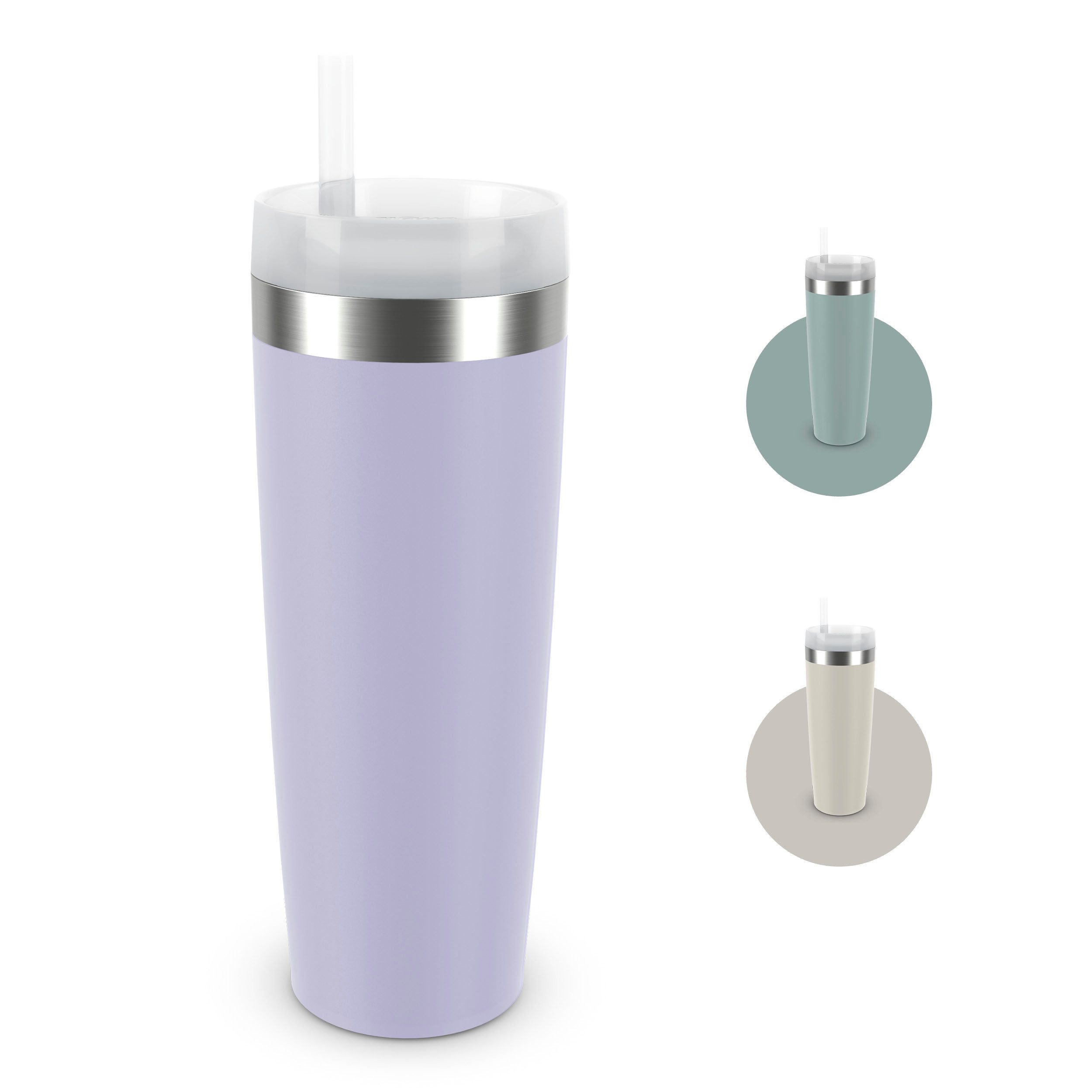 Emsa Isolierflasche Travel Mug Cool³, 3 Deckelpositionen, für gängige Autohalterungen, inkl. Strohhalm