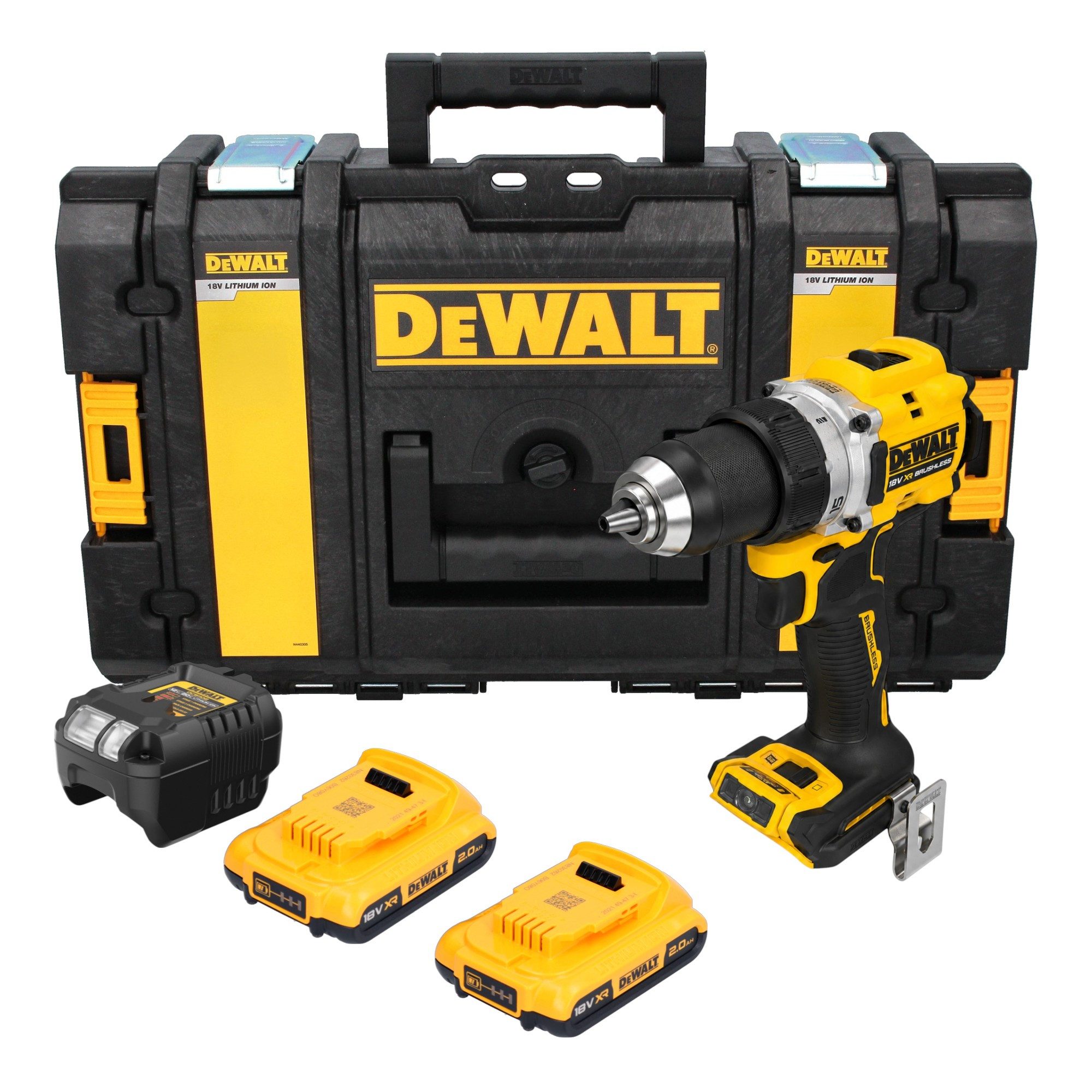 DeWalt Akku-Schrauber DCD 800 D2 18V 90Nm Brushless + 2x Akku 2,0 Ah + Ladegerät + Tough Box