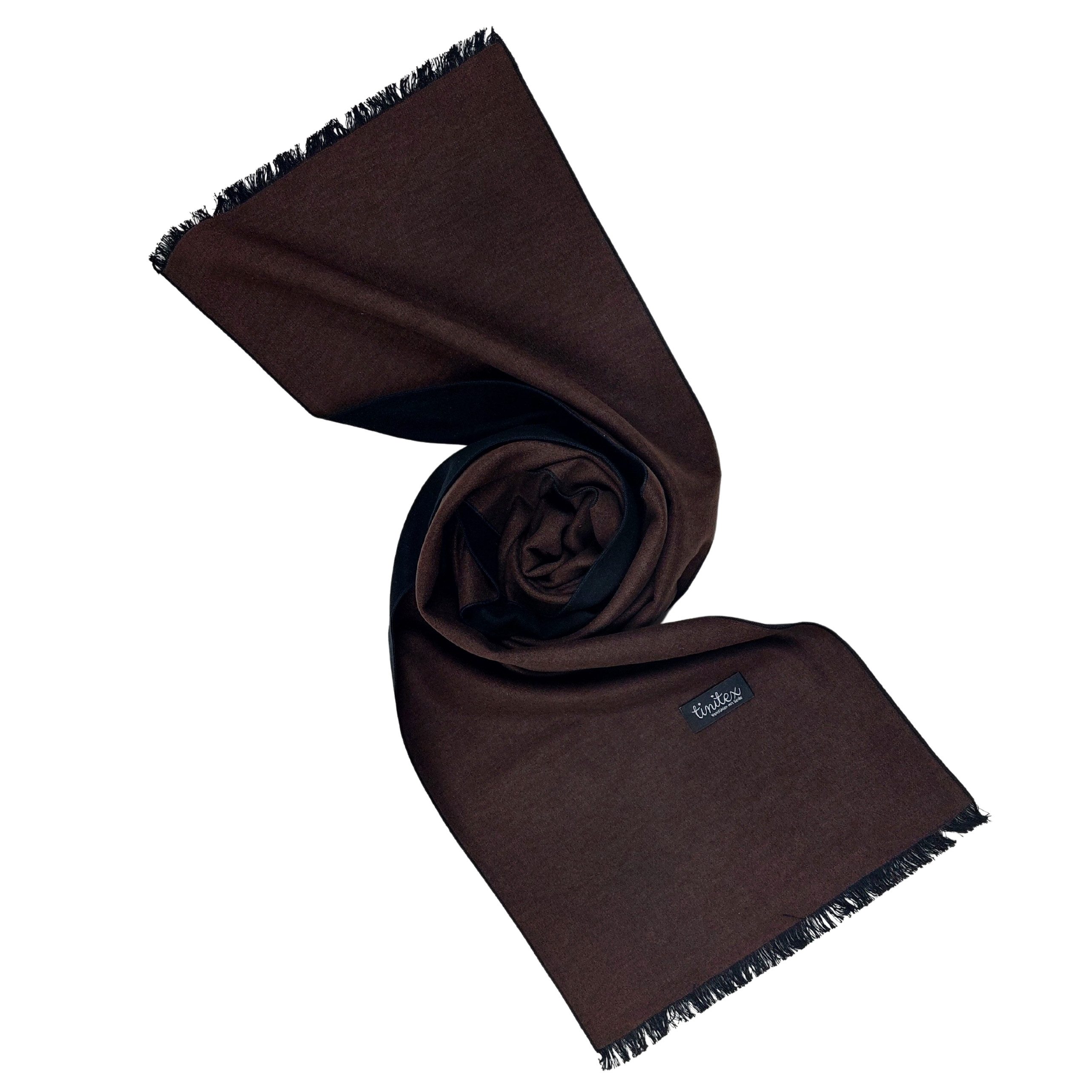 TINITEX Seidenschal Winterschal Schal Seidenflanell zweifarbig (schwarz + Farbe)