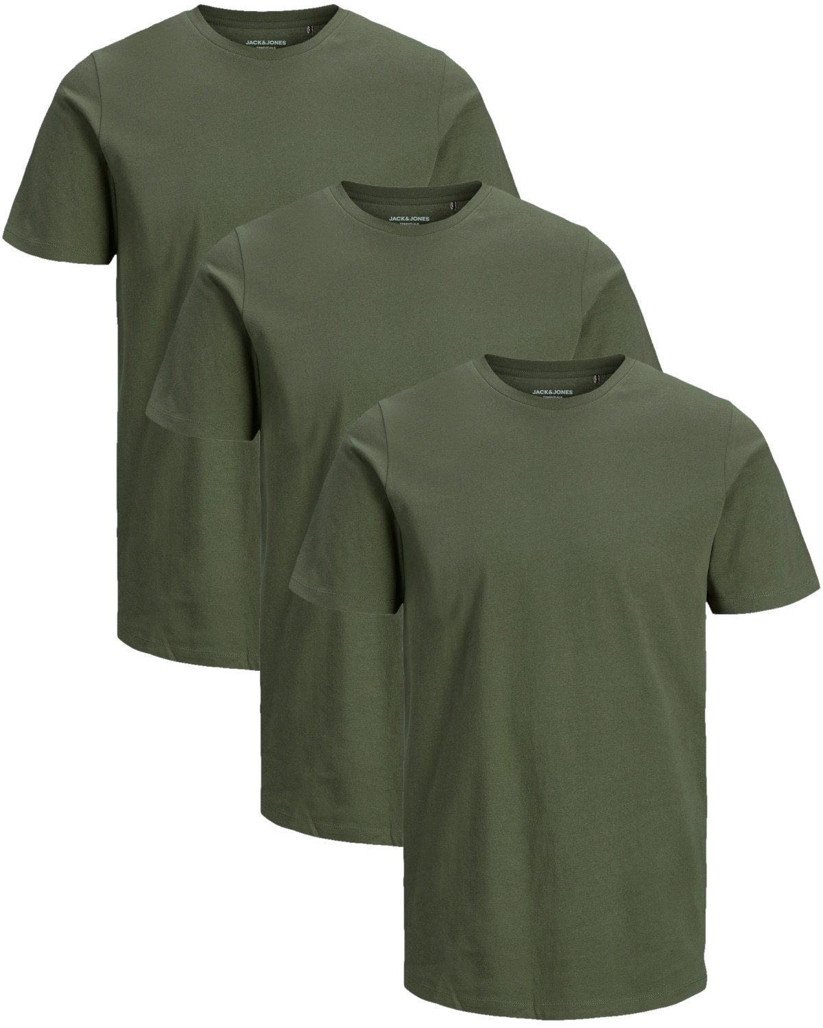 Jack & Jones T-Shirt (Spar-Set, 3er-Pack) O-Neck & V-Neck, in Unifarben, aus Bio-Baumwolle