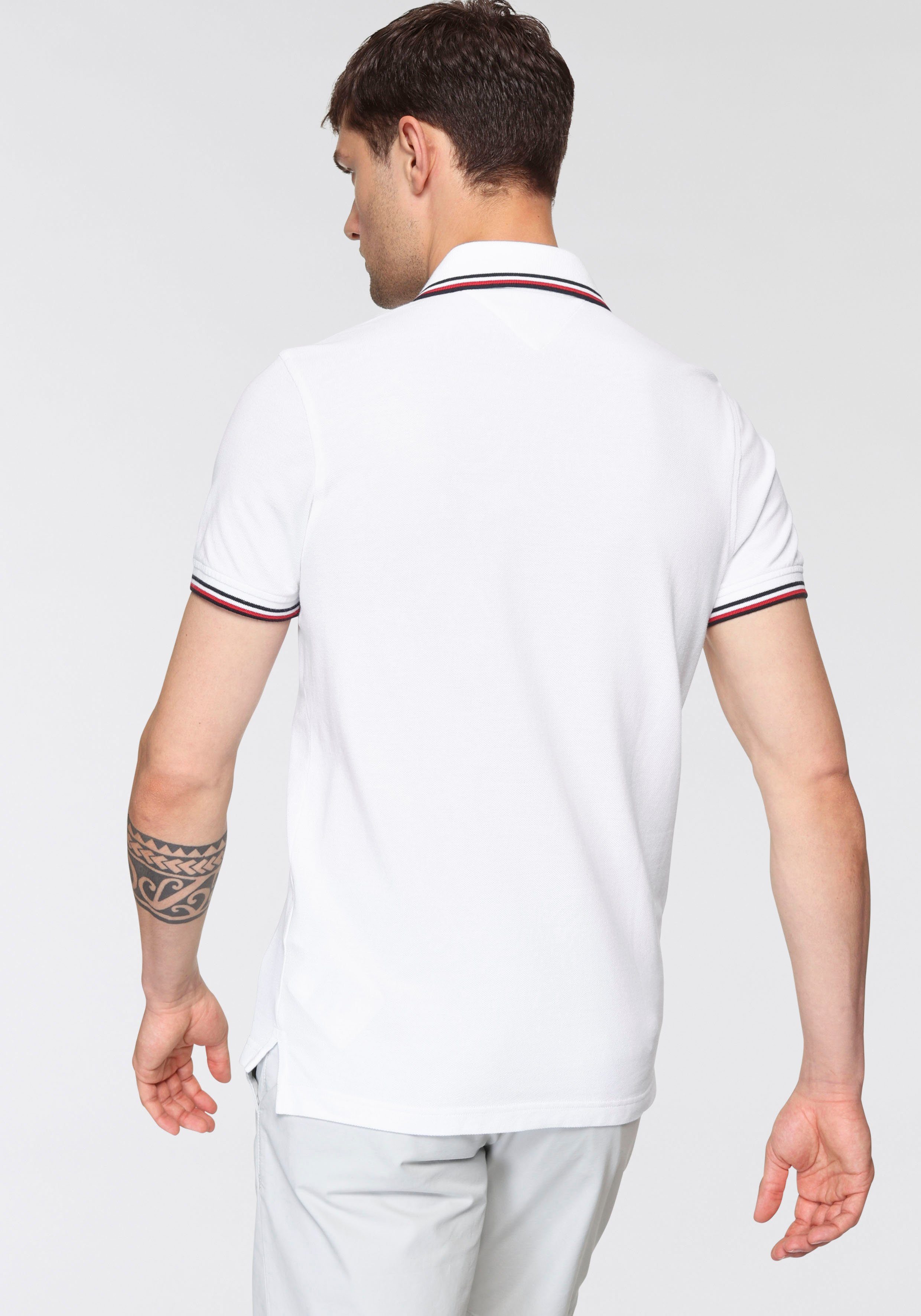 TOMMY SLIM TIPPED Poloshirt Hilfiger Tommy POLO white