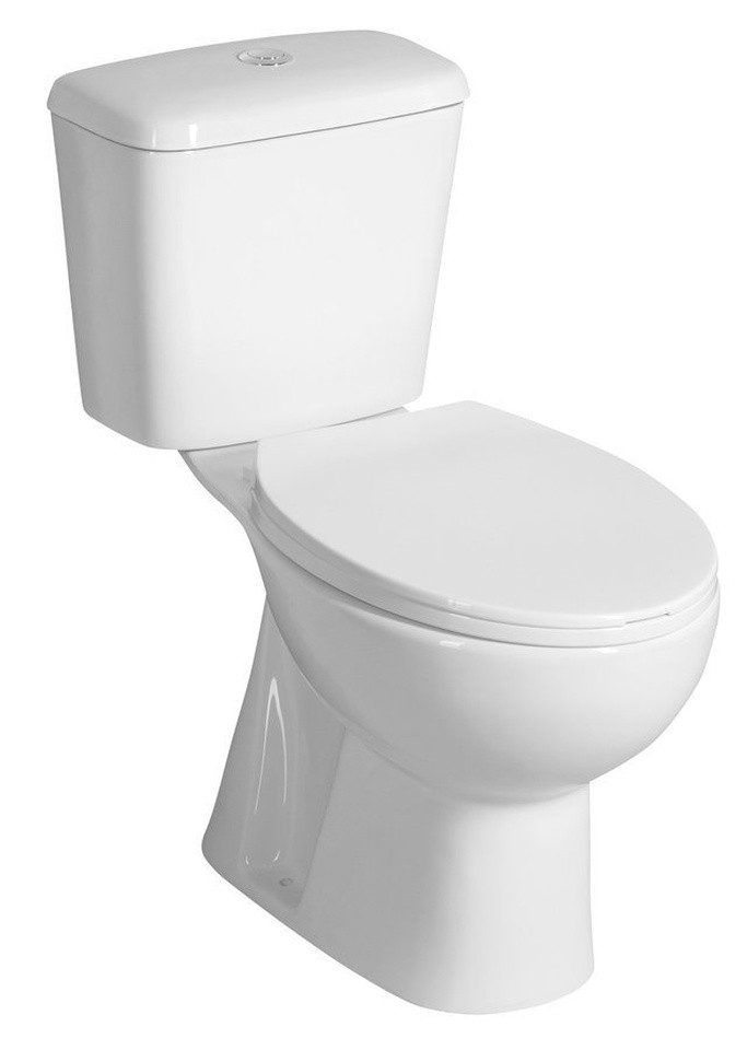 Aqualine Tiefspül-WC MANUEL WC-Kombi, Doppelspülknopf 3/6 l, Abfluss unten, weiß, Aqualine-PS8814