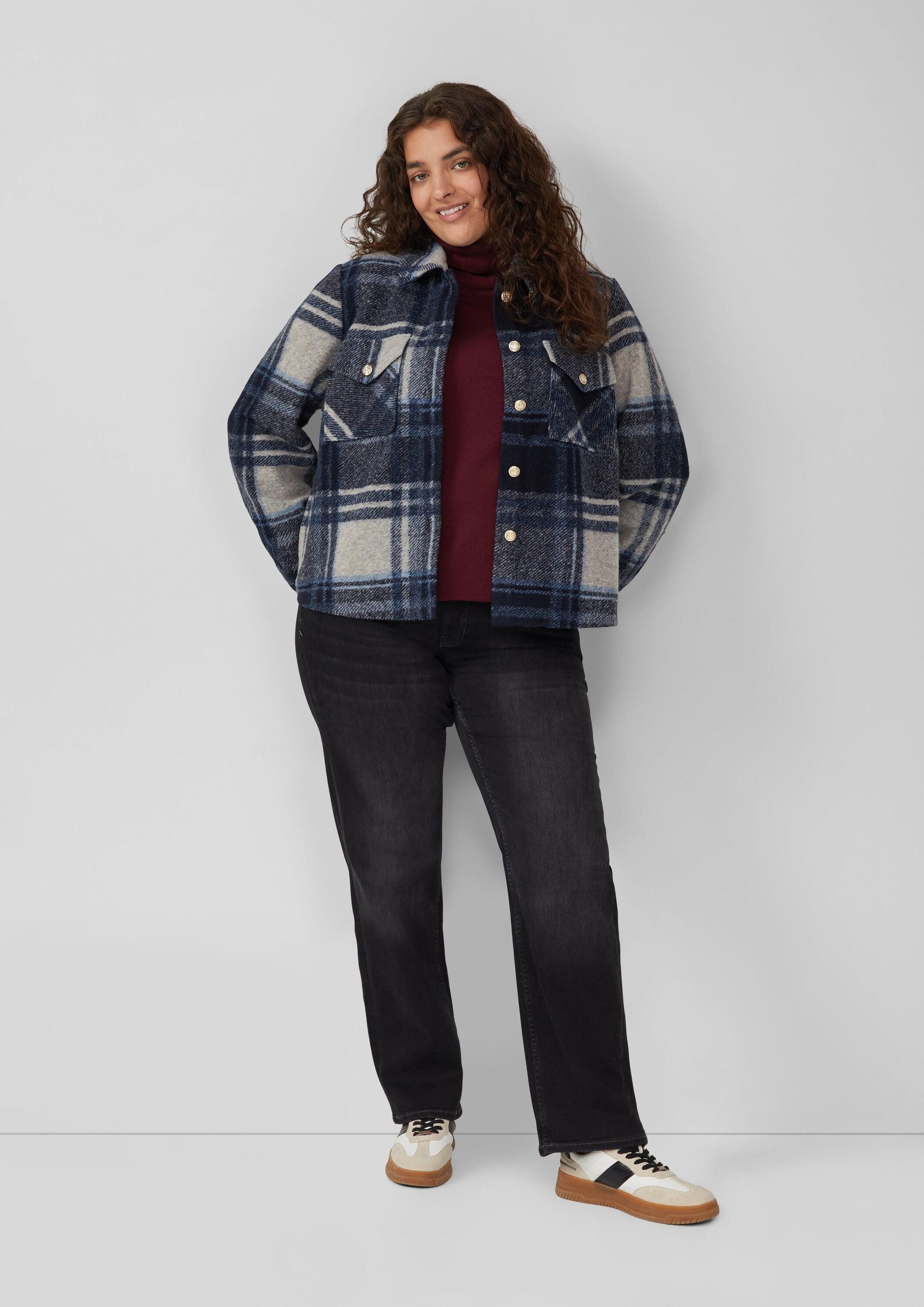 s.Oliver Hemdjacke Indoor-Jacke Leichte Wollmix-Jacke mit aufgesetzten Taschen