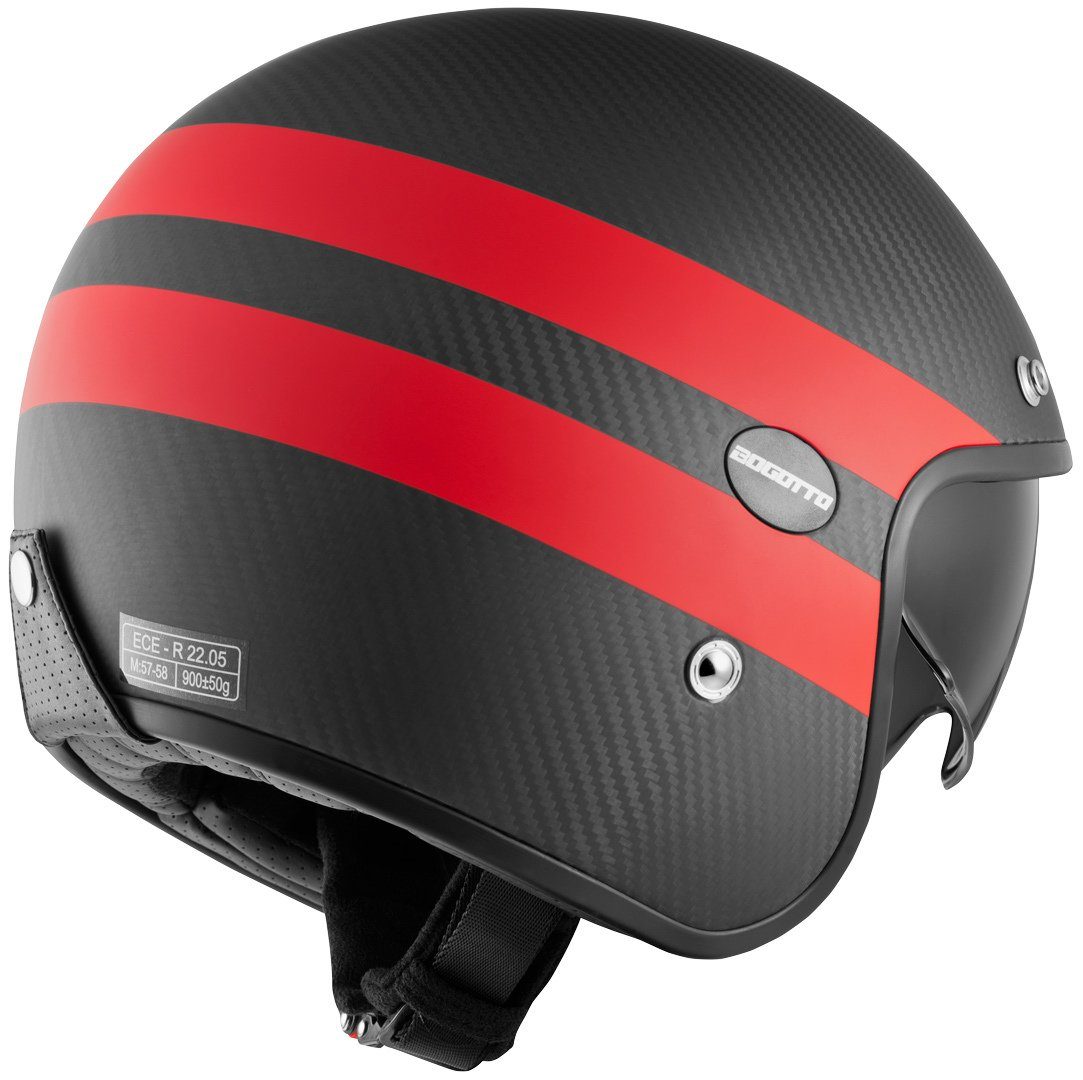 Bogotto Motorradhelm V587 Crono Carbon Jethelm, integriertes Sonnenvisier