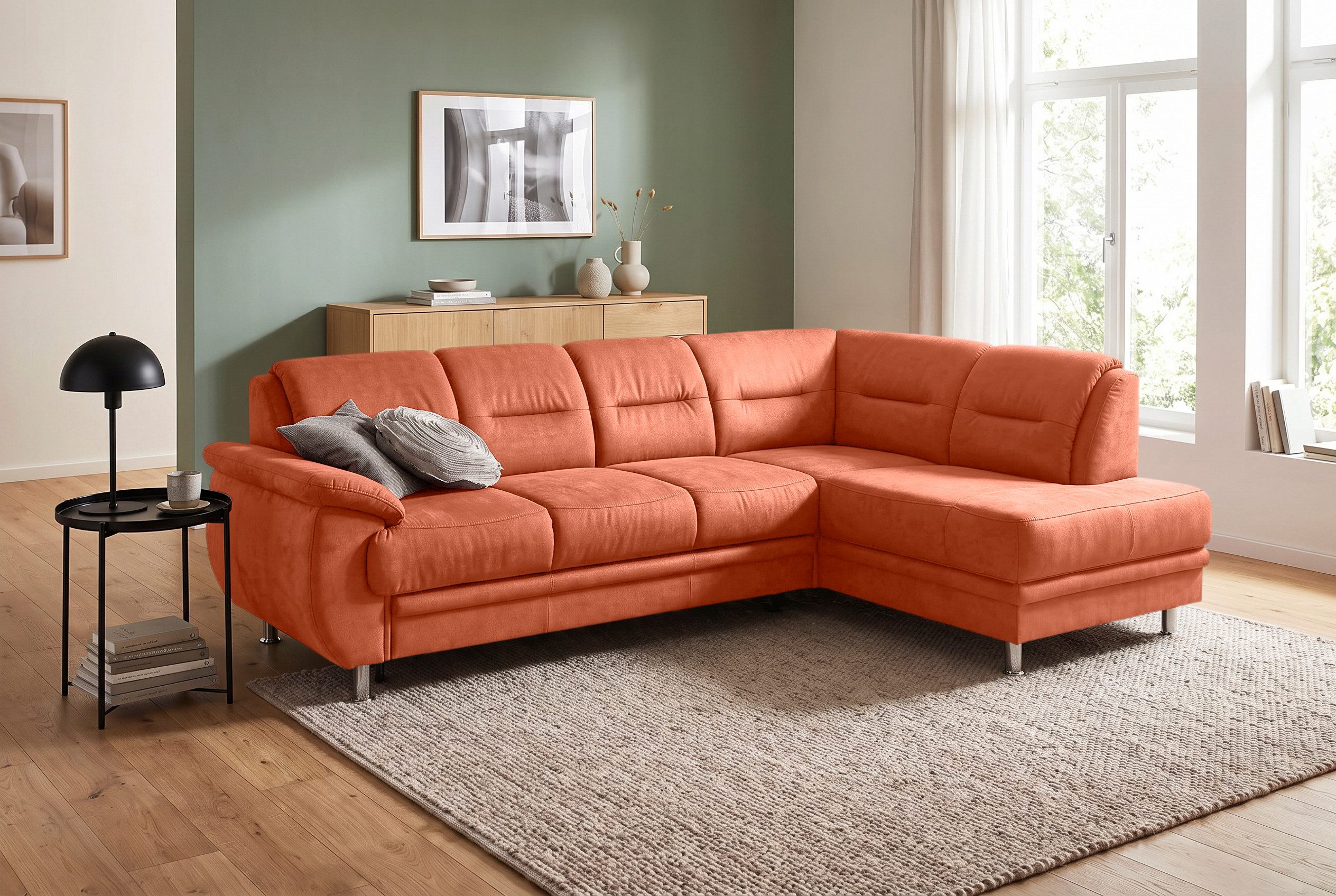 sit&more Ecksofa Mailand L-Form, B: 250 cm, Komfortsitzhöhe 46 cm, mit Schlaffunktion, Eckcouch in Kunstleder & Stoff