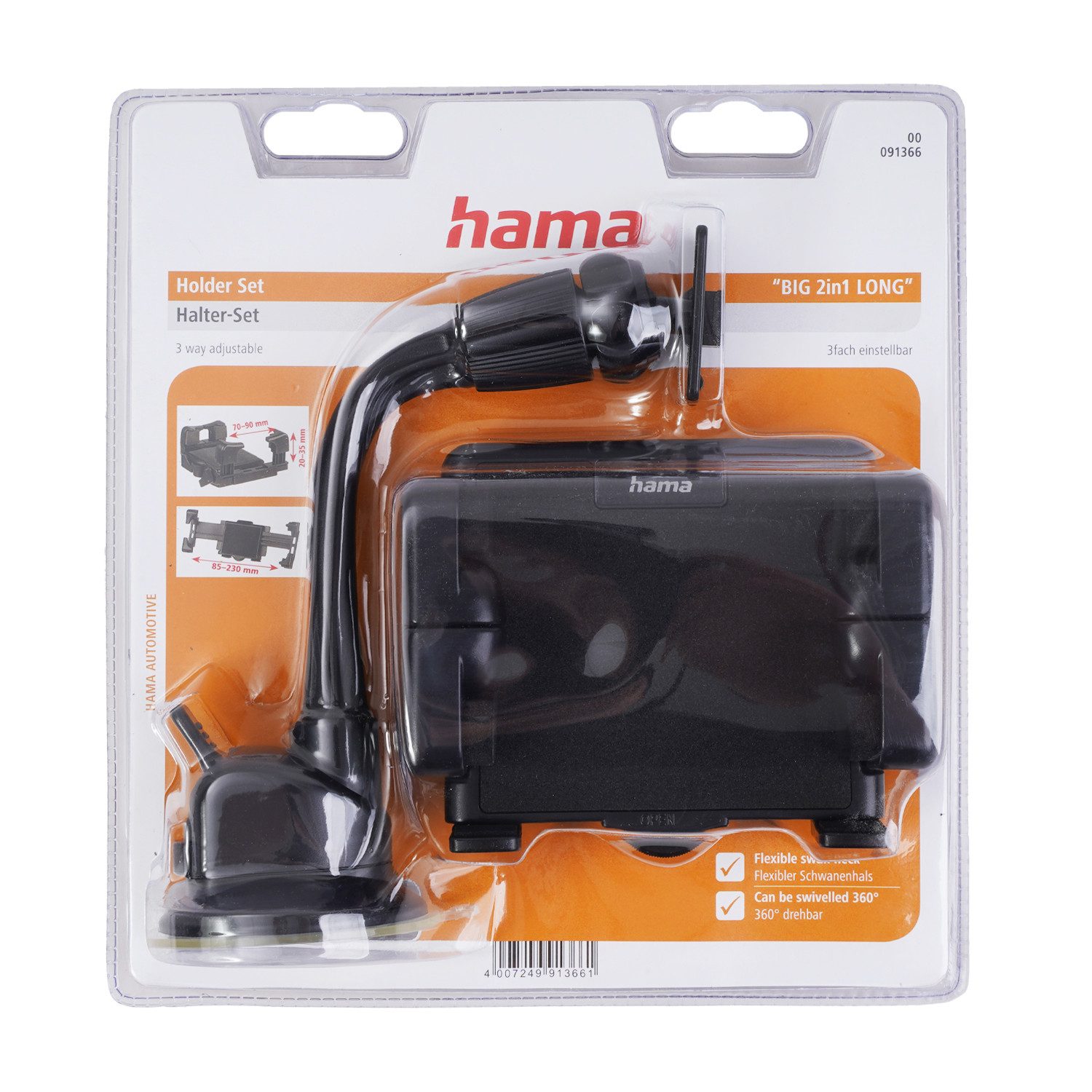 Hama Halterung Universal 2in1 Handy-Halterung Navi-Halter, (Schwanenhals Auto-Scheibe Saugnapf 360-Grad Einstellbar) – Bild 4 von 4