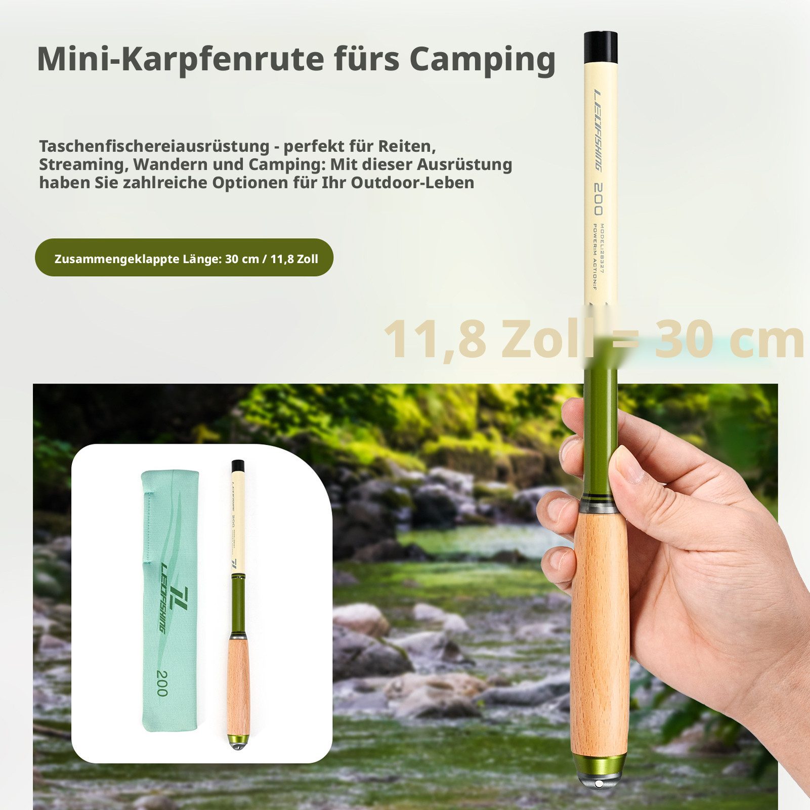 GARRYFIZH Aalrute Teleskoprute Angelrute Forellenrute Karpfenrute Allround 1.2m/1.6m/2m, (Set), Ultraleicht, kompakt und leicht zu transportieren