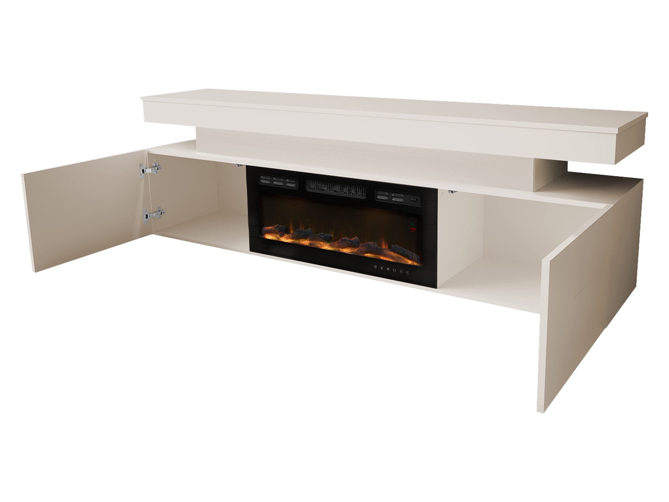 MIRJAN24 TV-Schrank EF 2D Glossa Bis mit Kamin (mit zwei Drehtüren) Realistische LED-Flamme – Bild 3 von 5