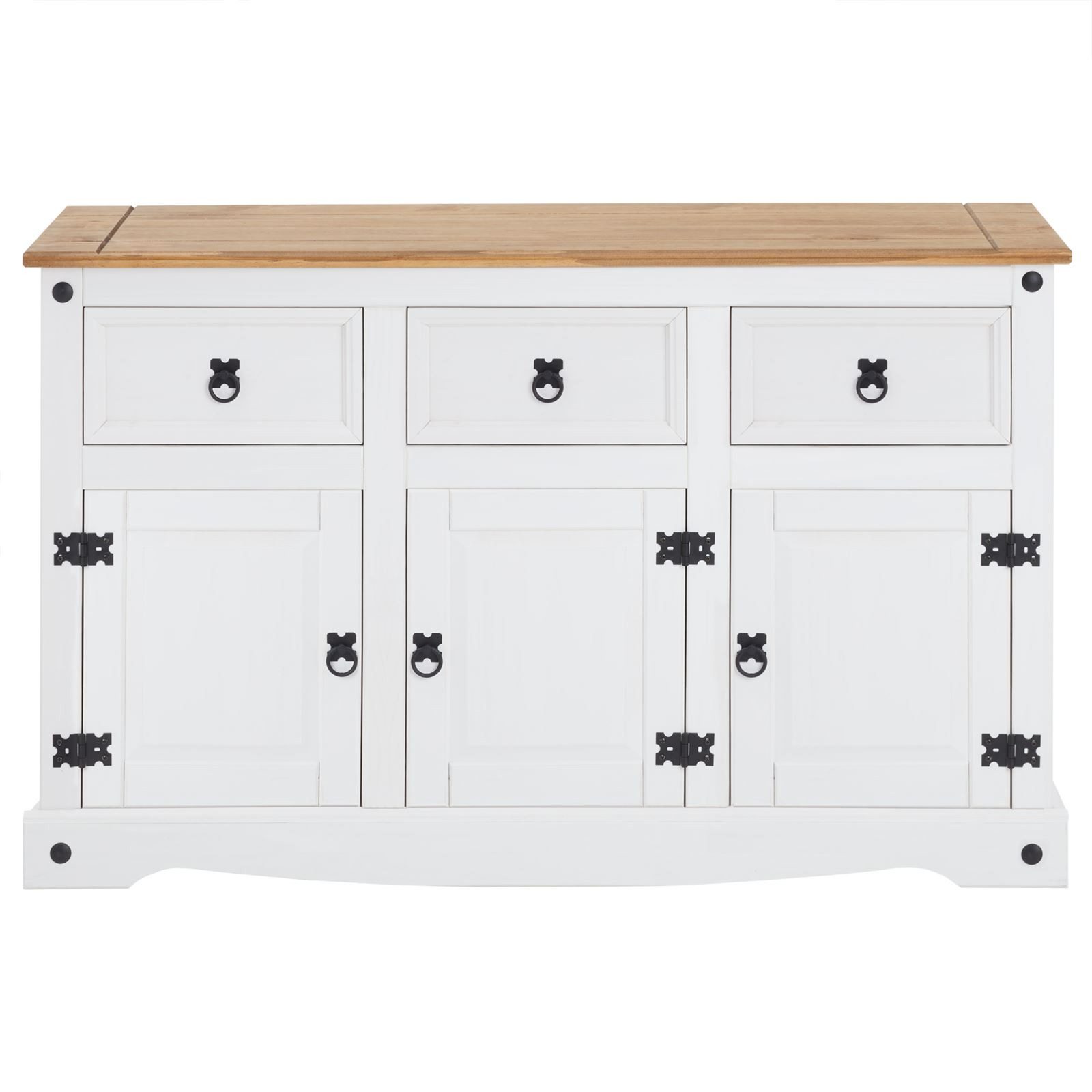 CARO-Möbel Sideboard CAMPO, Sideboard Kommode Highboard Möbel Kiefer massiv weiß Buffetschrank