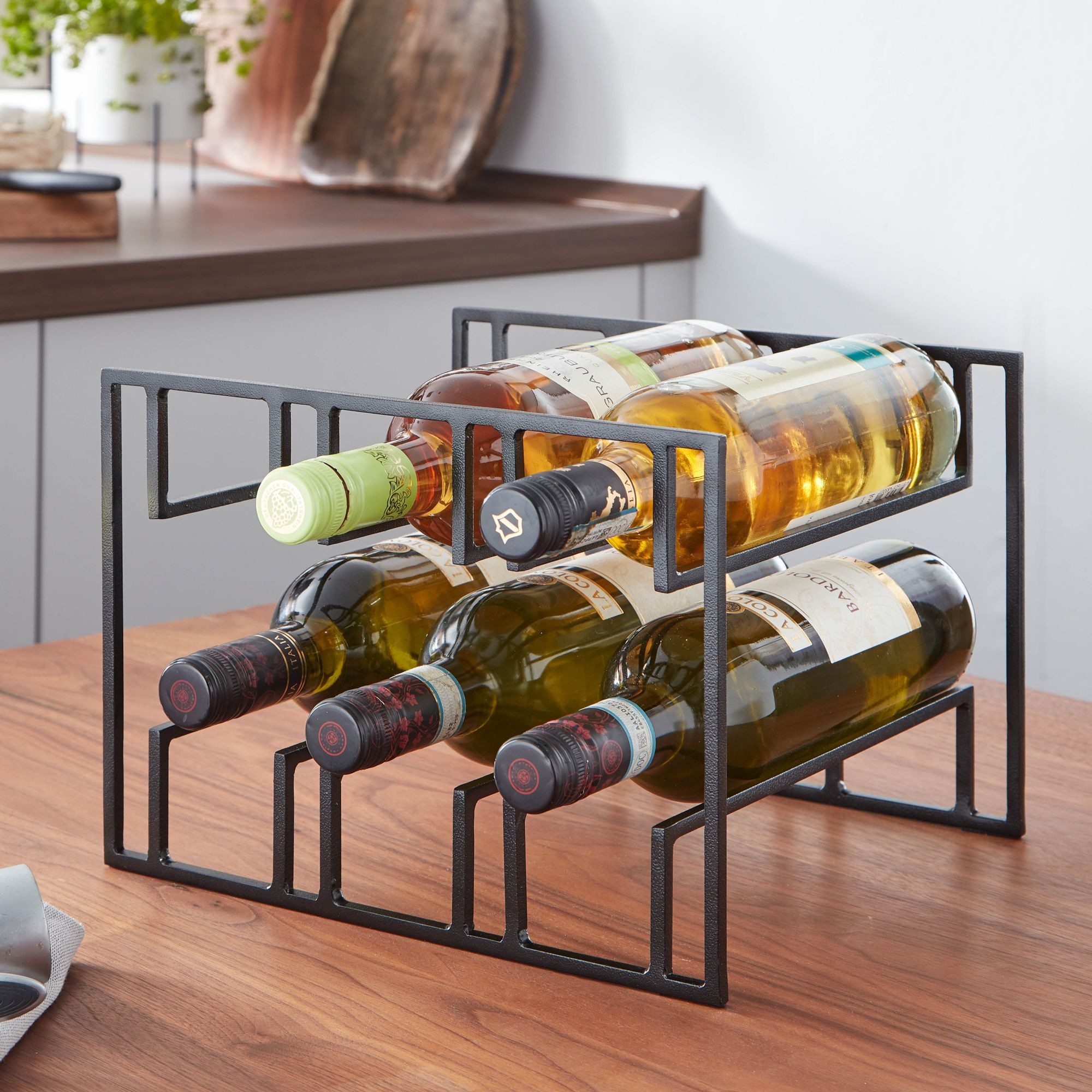 FINEBUY Weinregal FB82257 Weinflaschenhalter Tisch 29x21x25 cm Metall Schwa günstig online kaufen