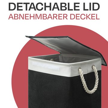 Praknu Wäschekorb Wäschekorb mit Deckel Schwarz (keins), Mit Tragegriffen - Platzsparend Faltbar - 60 L