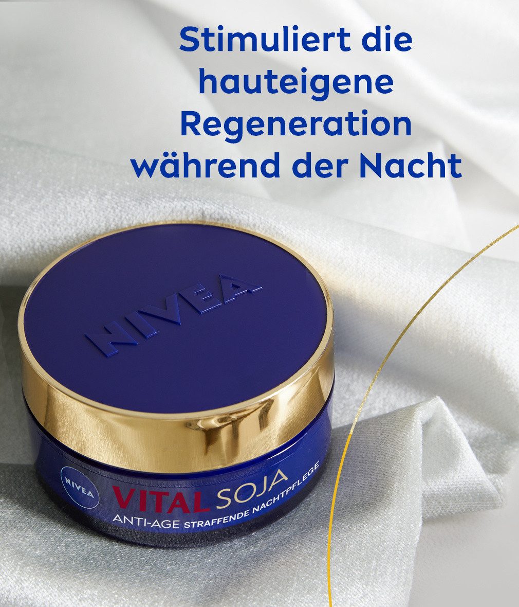 Nivea Nachtcreme Vital Soja Anti-Age straffend für Reife Haut Anti-Falten 50ml, 1-tlg., 50 ml