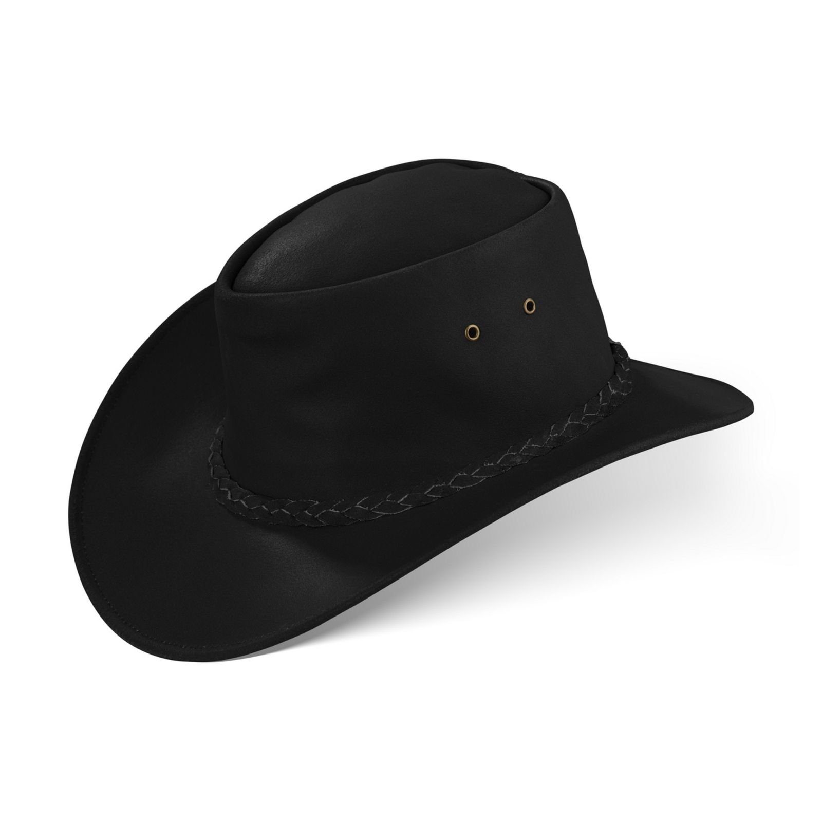 Black Cowboy schwarz Größe MELBOURNE FOX M BLACK Unisex Leder Hut Wickel FOREST Cowboyhut Western