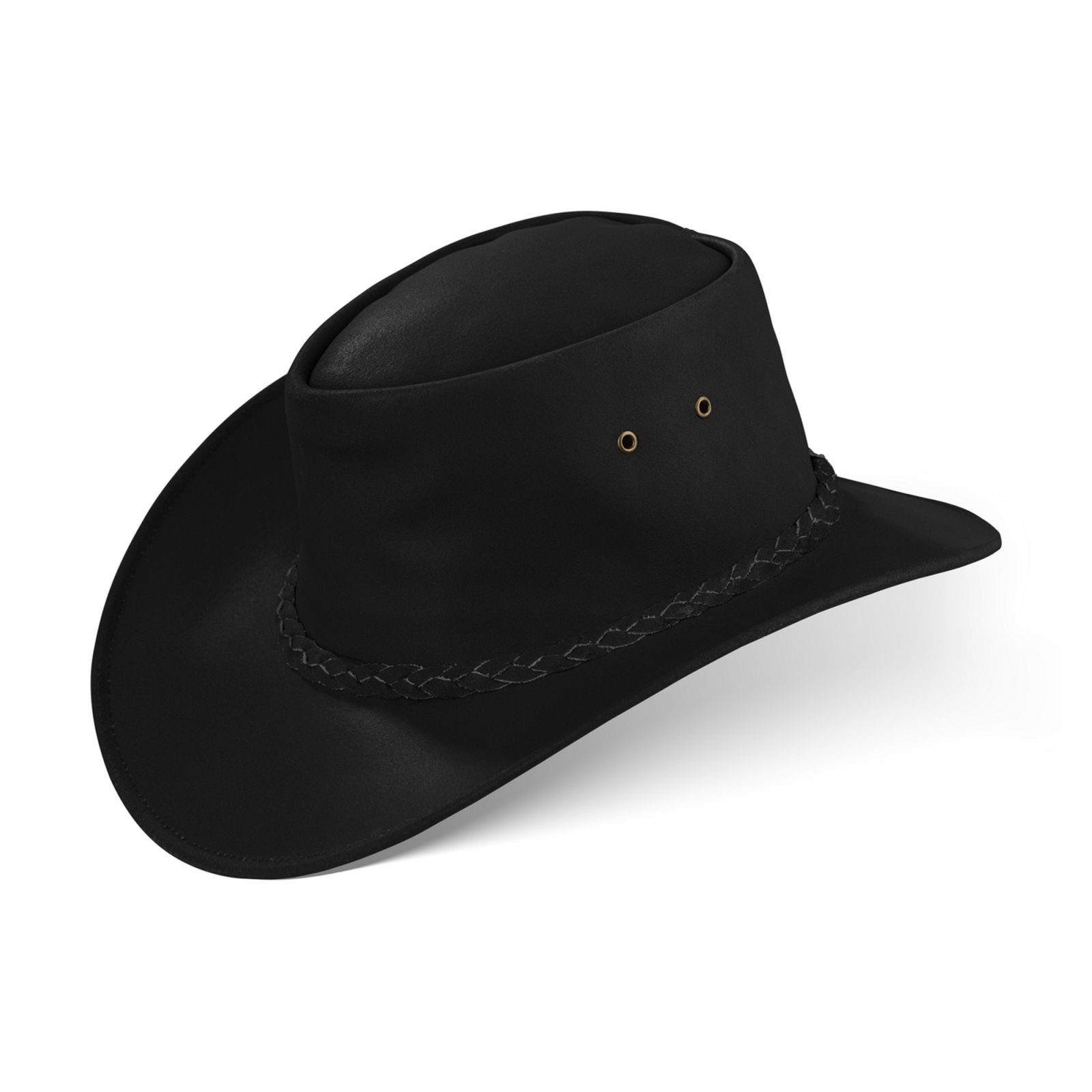 BLACK FOREST FOX Cowboyhut MELBOURNE Unisex Cowboy Western Wickel Rindsleder Hut Black Größe S