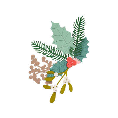 Sizzix Motivschablone Thinlits Stanzschablone Winter Foliage, 7 Teile