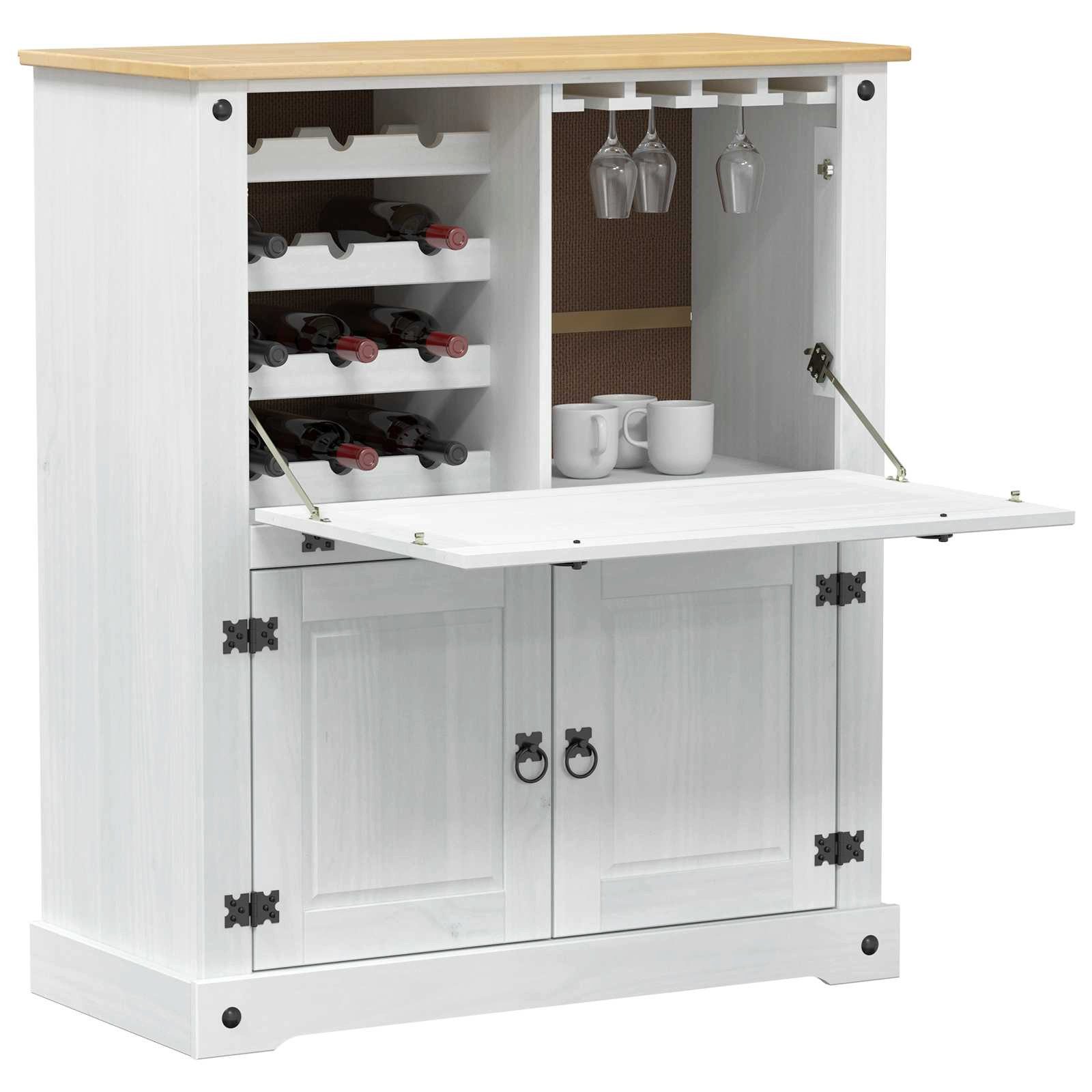 vidaXL Barschrank 97 x 45 x 114 cm Bar Barschrank Bartheke Weiß 97x45x114 cm Massives Ki