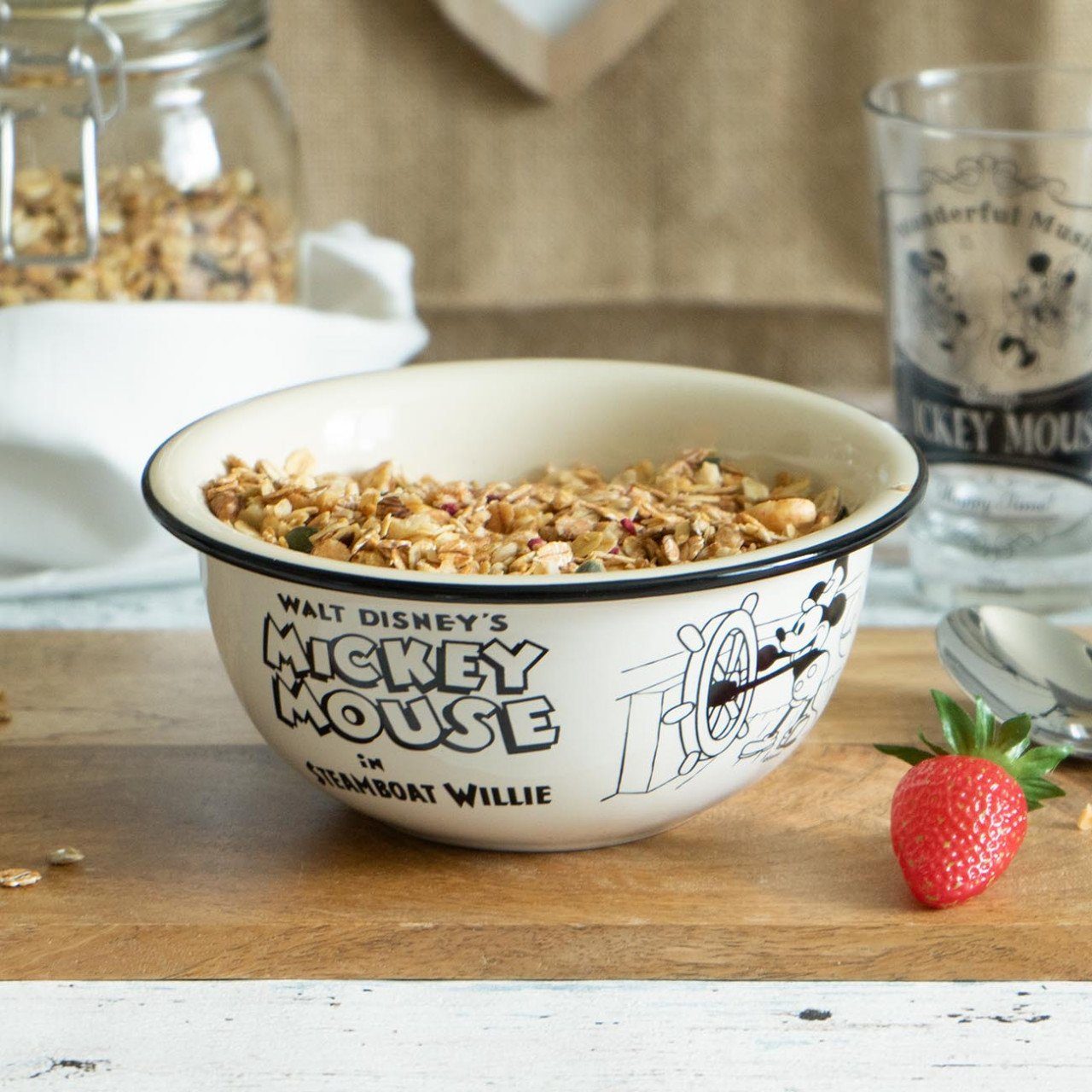 Geda Labels GmbH Müslischale Mickey in Steamboat Willie Vintage, Keramik, (1-tlg), Beige, 600 ml, spülmaschinengeeignet