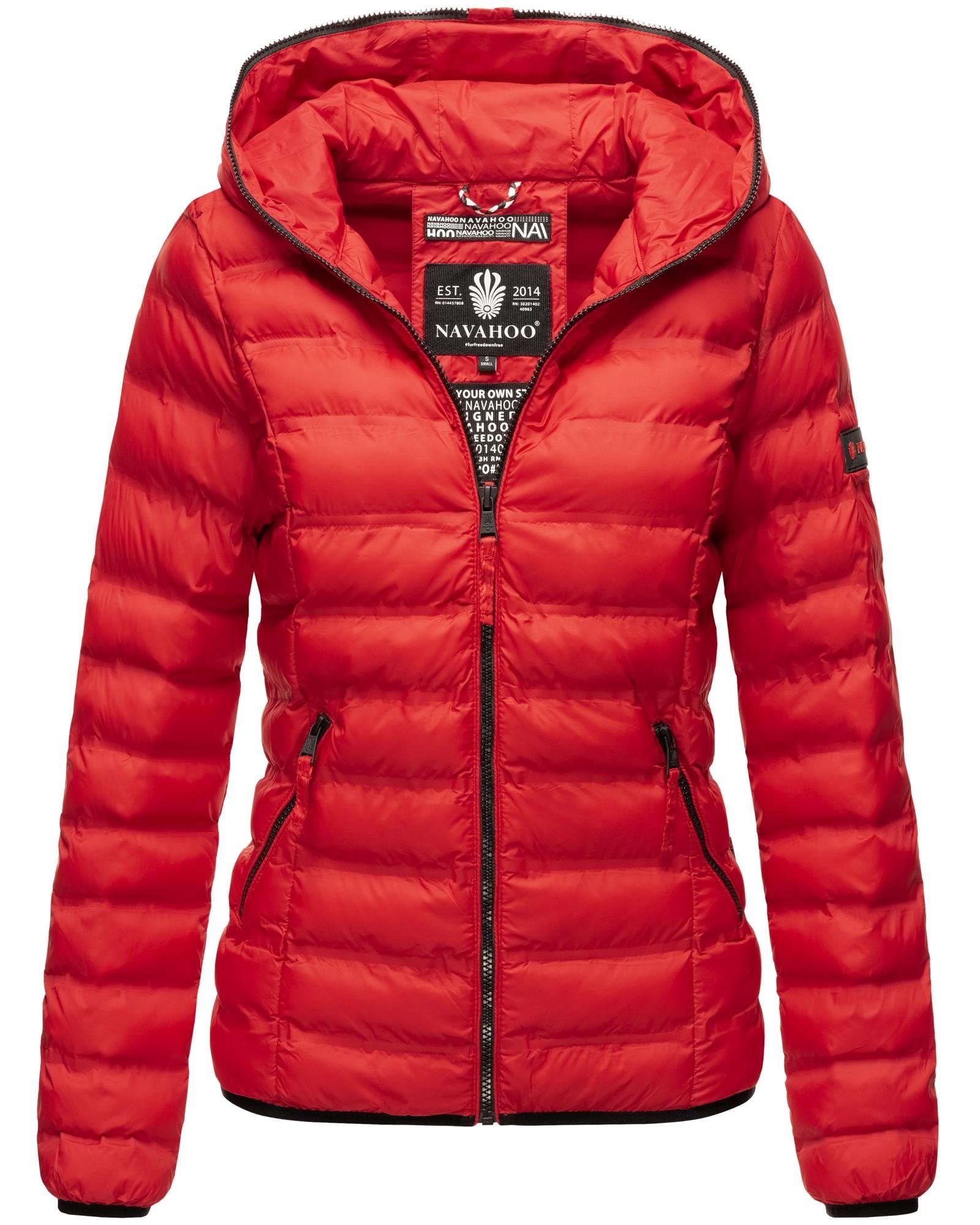 Navahoo Steppjacke Neevia modische Damen Übergangsjacke mit Kapuze rot