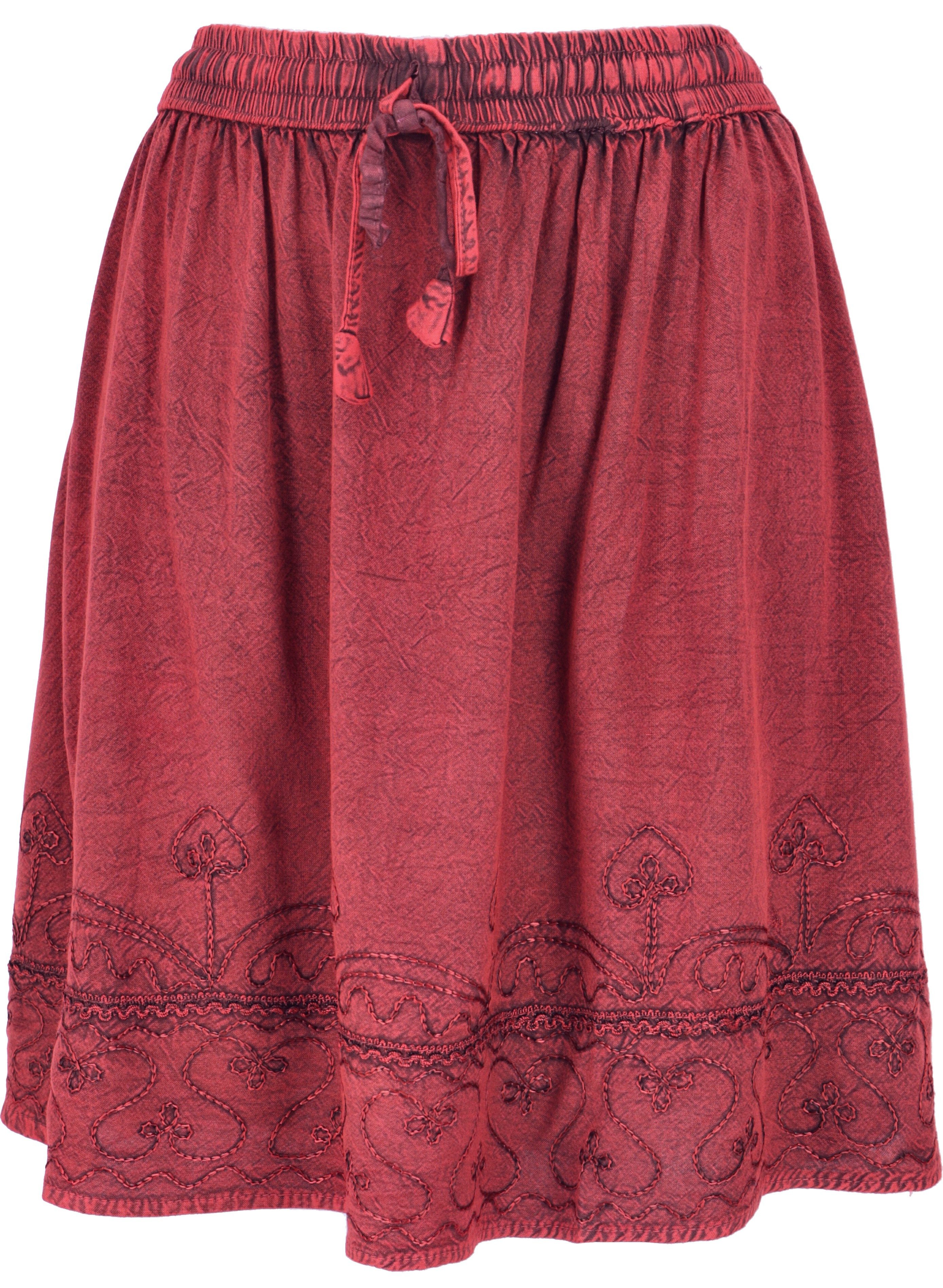 Guru-Shop Minirock Bestickter Boho Minirock - rot alternative Bekleidung günstig online kaufen