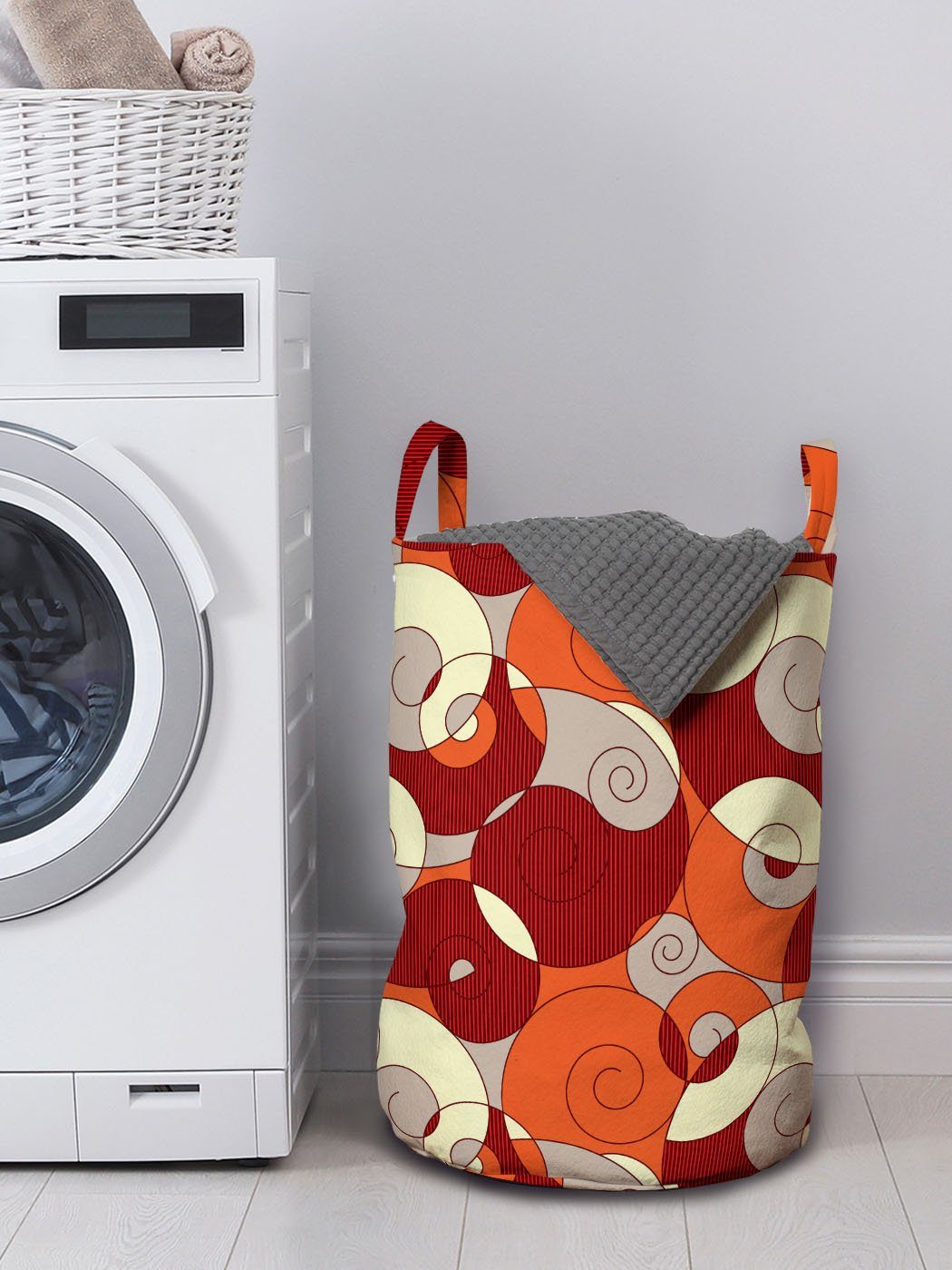 Wäschesäckchen Abakuhaus Wäschekorb Kordelzugverschluss Griffen Spirallinien für Geometrisch Bunte mit Waschsalons,