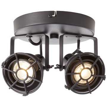 Lightbox Deckenleuchte, LED wechselbar, warmweiß, LED Spotrondell, Ø 20 cm, 2 x GU10, 5 W, 345 lm, 3000 K, schwarz