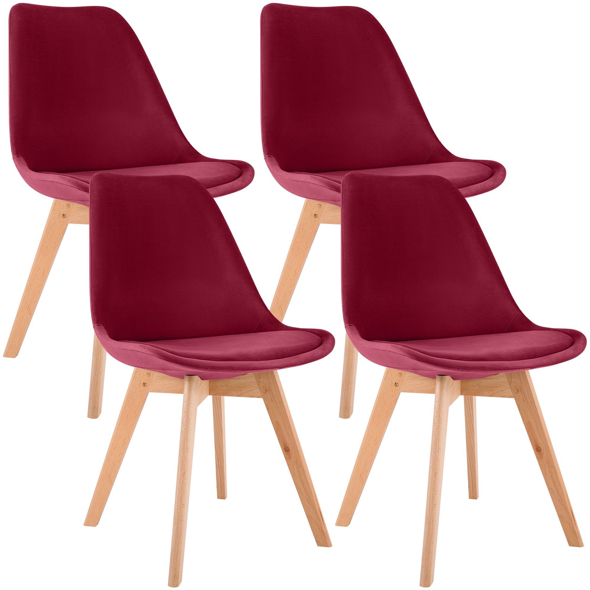 CLP Küchenstuhl Linares (4er Set), mit Rückenlehnen, Buchenholzgestelle