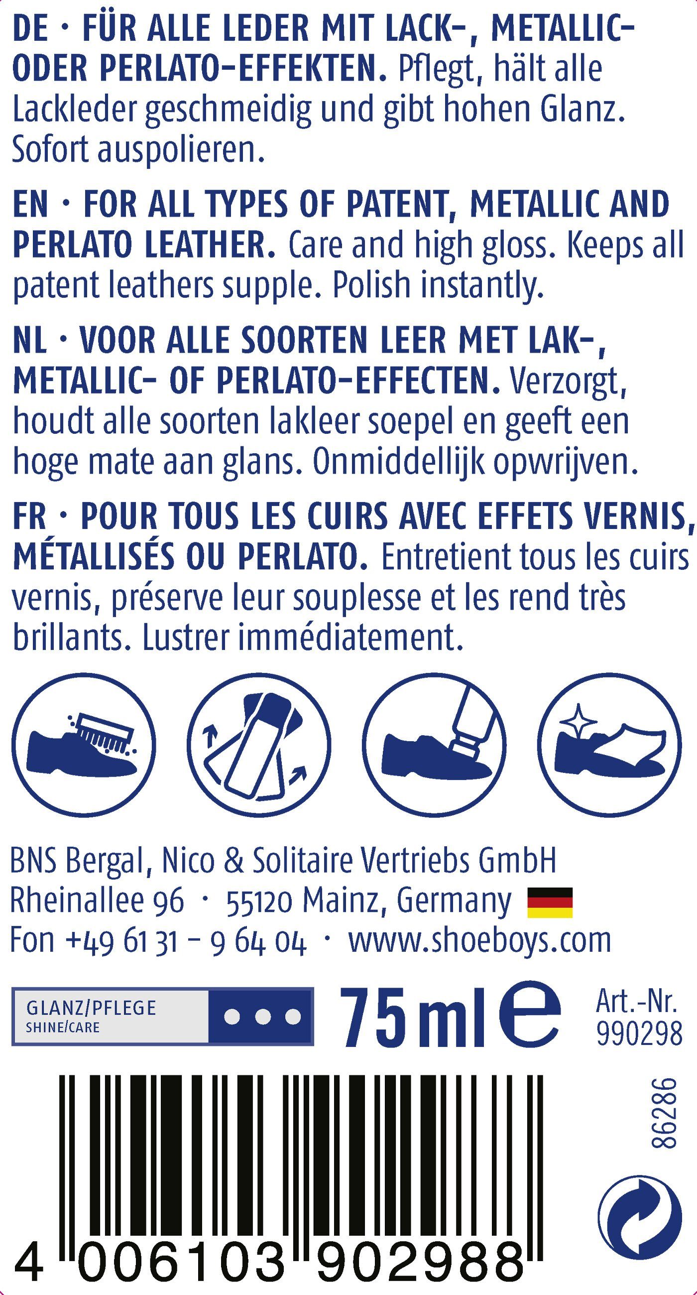 Shoeboys Schuhputzbürste Lackleder-Pflege Care Leather mit Patent - Schwammaufträger