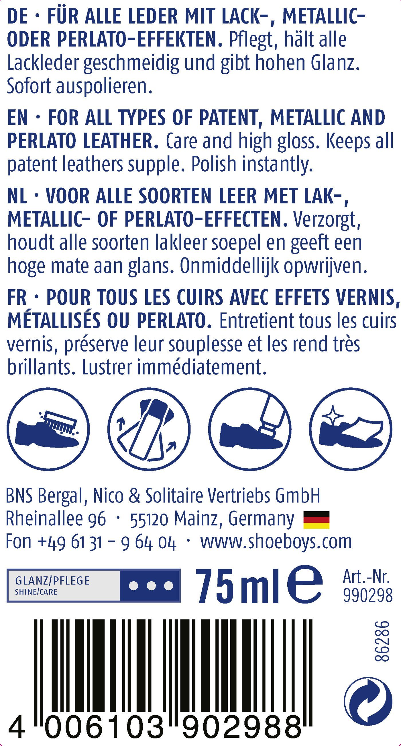 Shoeboys Schuhputzbürste Patent Leather Care - Lackleder-Pflege mit Schwammaufträger