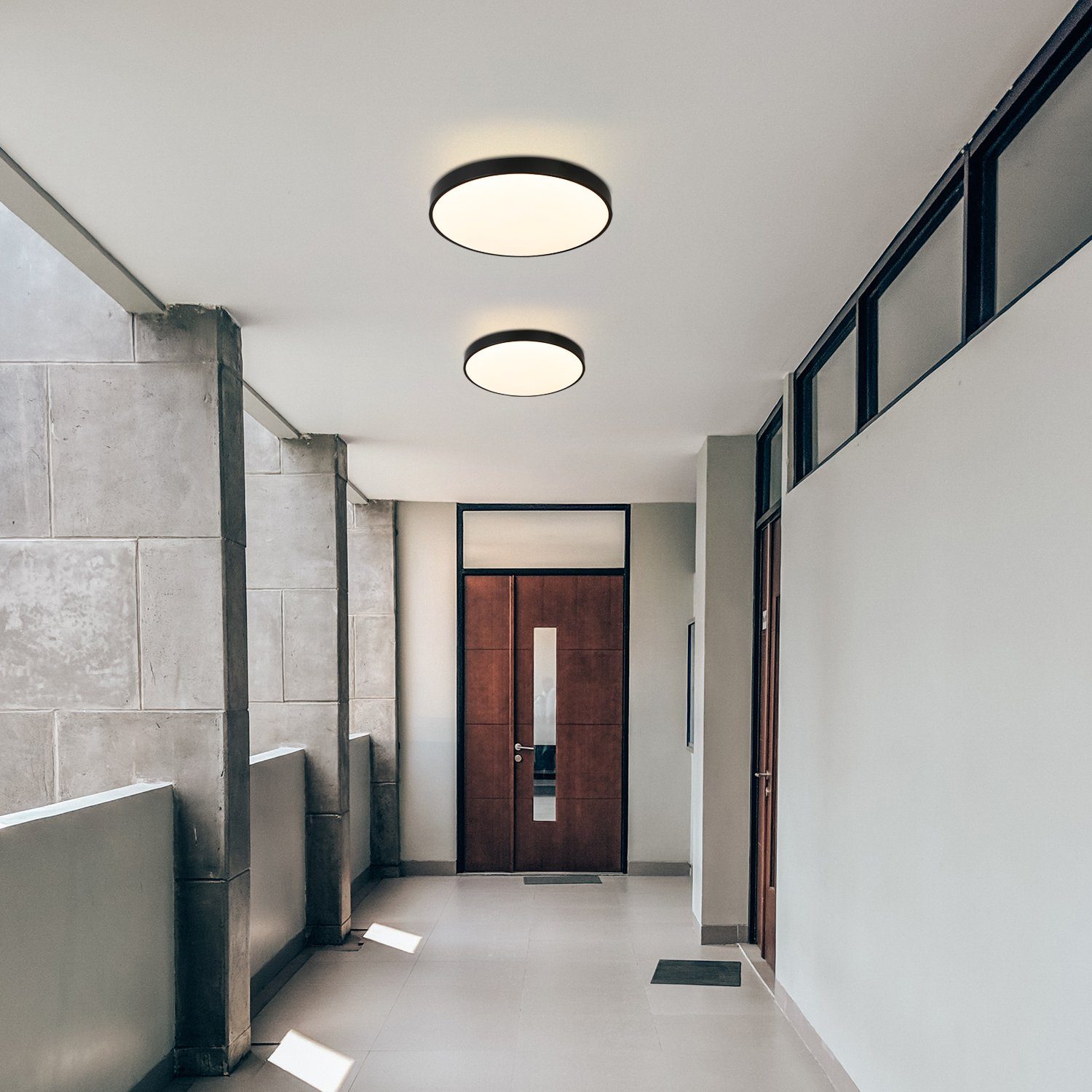 Nettlife LED Panel Schwarz Rund Flach Ø21cm Modern 12W Deckenleuchte, LED f günstig online kaufen