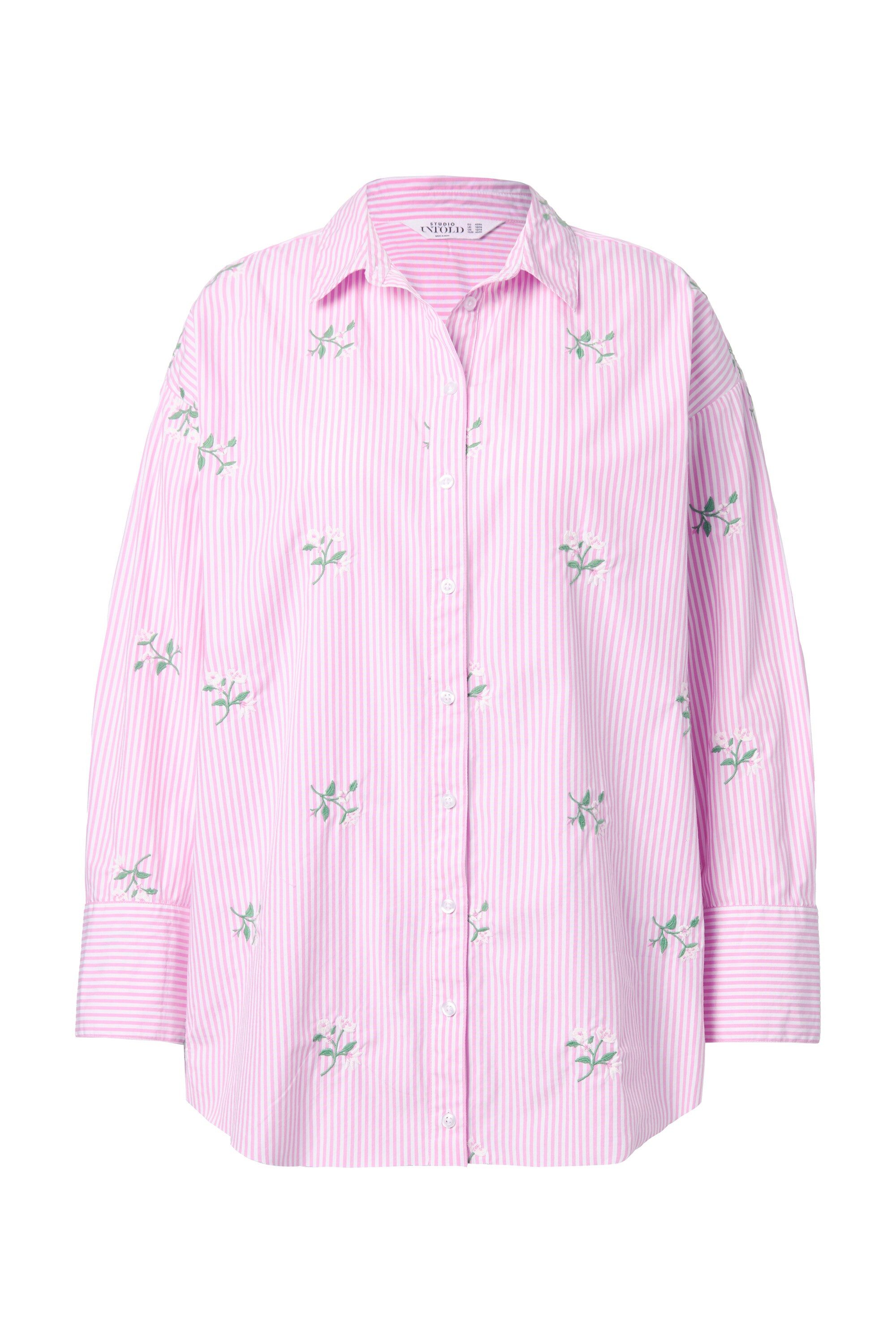 Studio Untold Hemdbluse Hemd oversized Streifen Flower-Stickerei günstig online kaufen