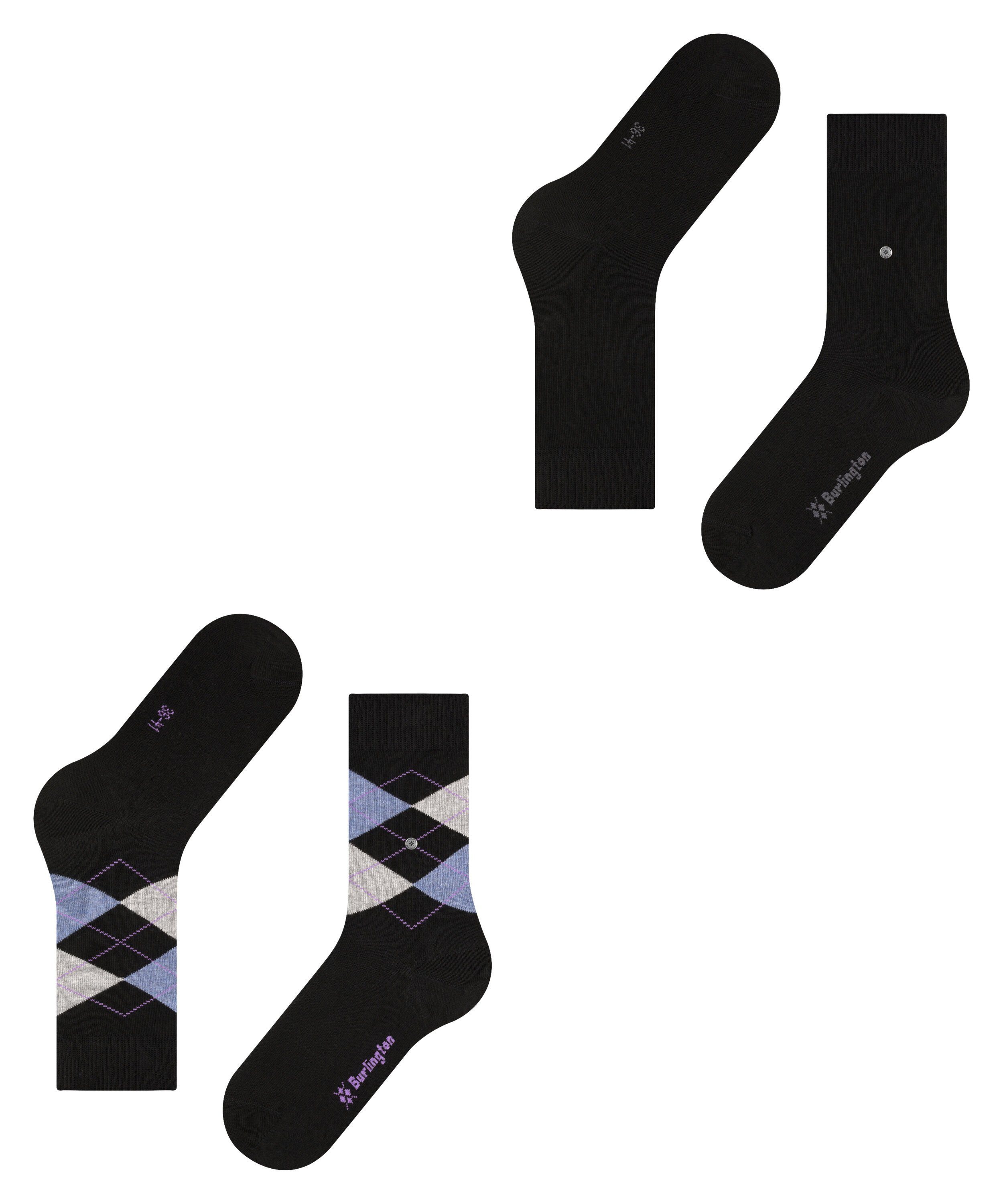 Mix 2-Pack black (2-Paar) Socken Burlington Everyday (3000)