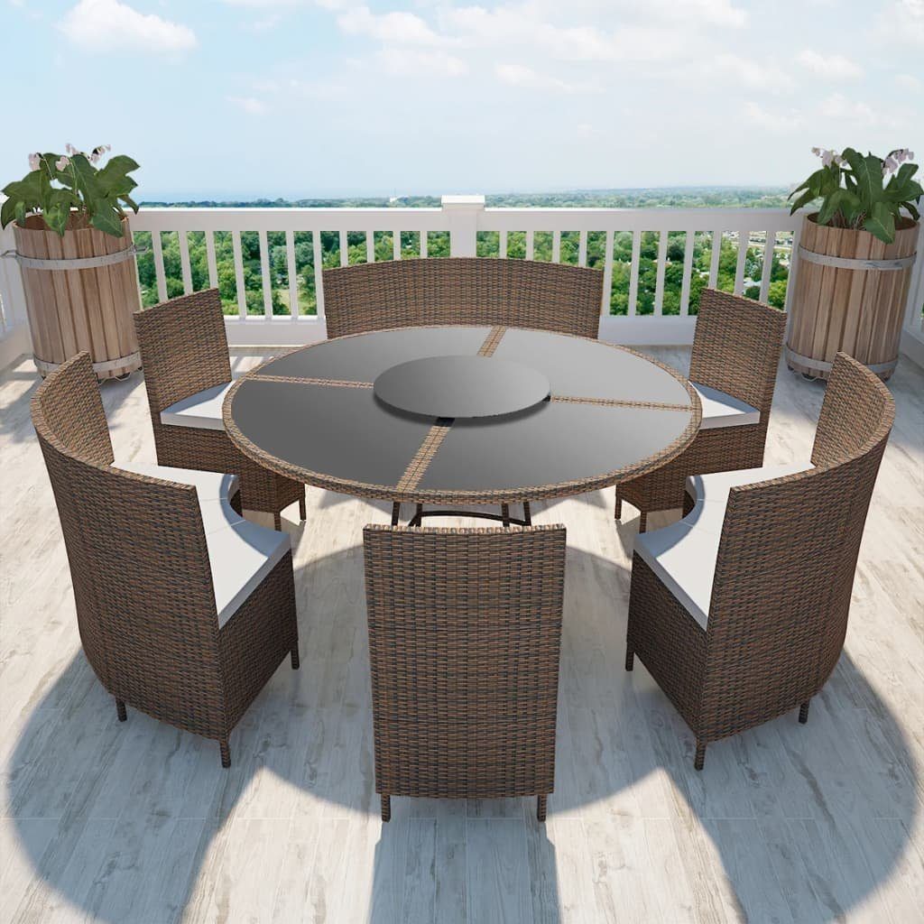 vidaXL GartenEssgruppe »7tlg. GartenEssgruppe mit Auflagen Poly