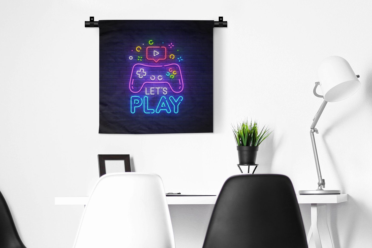 - Kleid, Spiele Let's Kinderzimmer Wanddekoobjekt - MuchoWow Play Controller Schlafzimmer, Wohnzimmer, für - Wanddeko Wandbehang, - Zitate, Neon