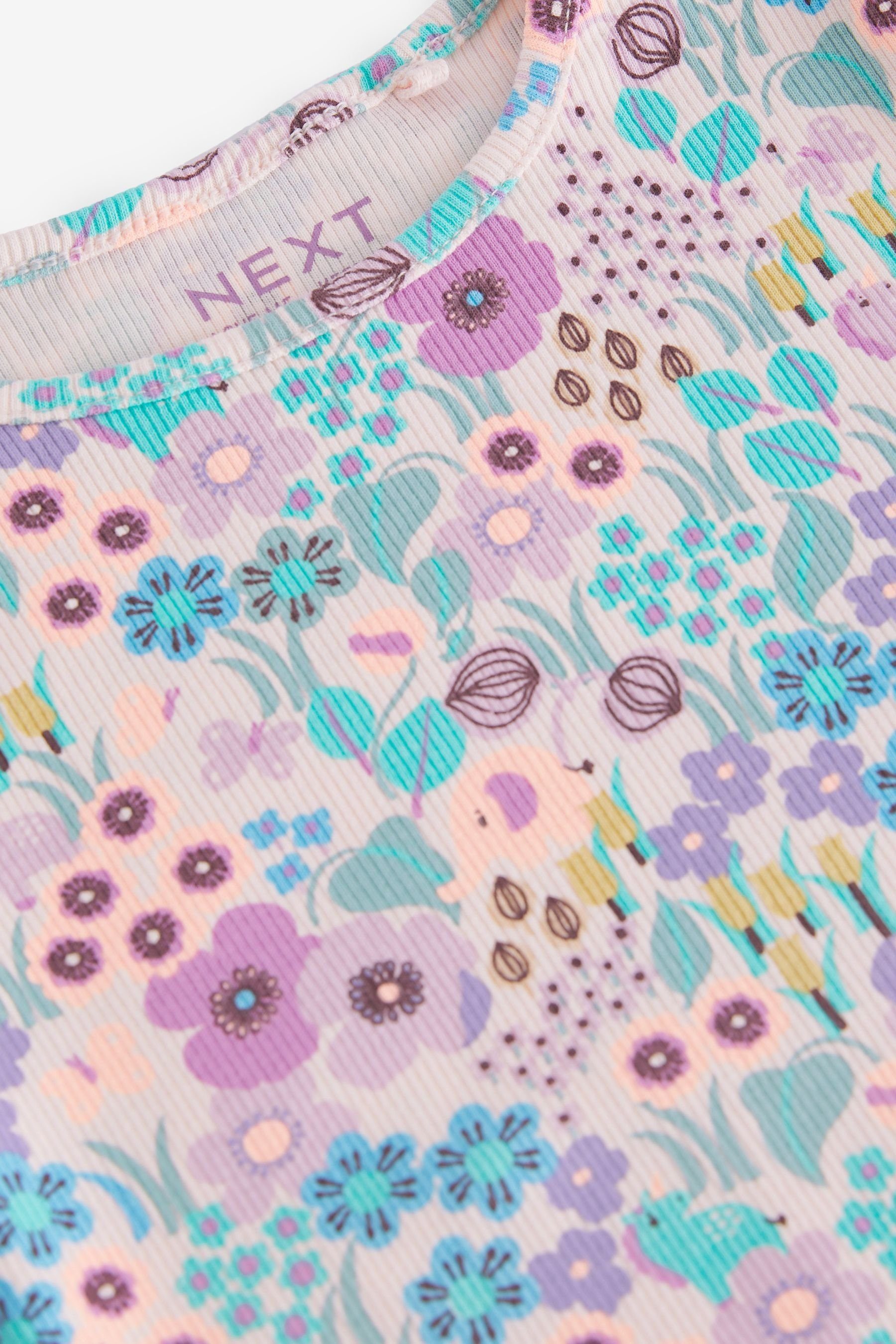 Next Lilac Purple Flower Langärmeliges (1-tlg) Feinripp-Shirt Langarmshirt