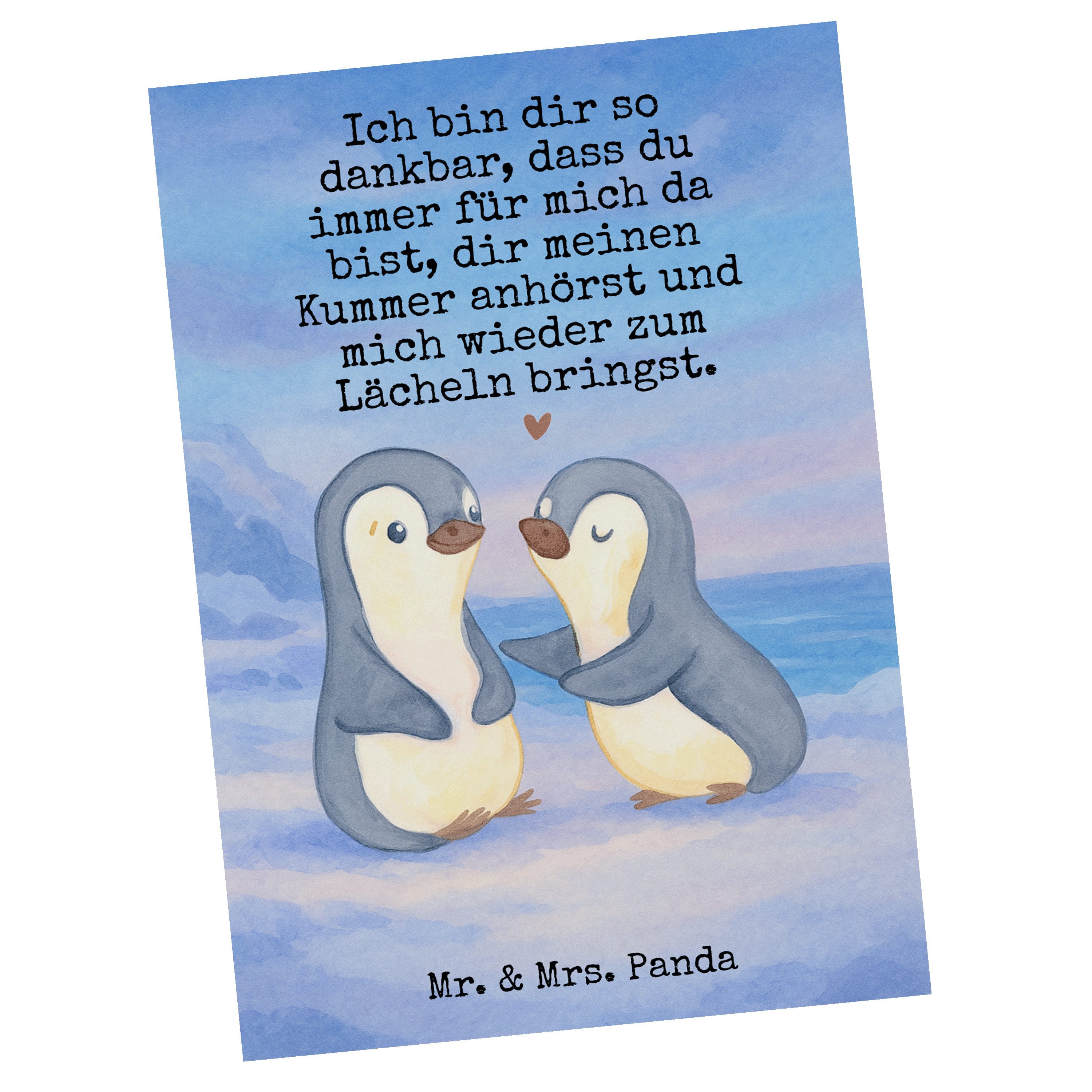 Mr. & Mrs. Panda Postkarte Pinguine trösten Design, Fotokarte, Weiß, Postkarte, Geschenk für Fre, Fotokarte kunstkarte Geschenk für Freundin