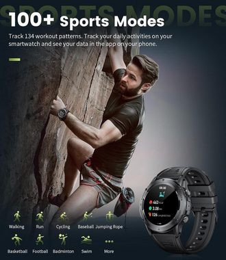 Lige Smartwatch (1,39 Zoll, Andriod iOS), Herren mit Telefonfunktion IPS Berührungsbildschirm Fitnessuhr