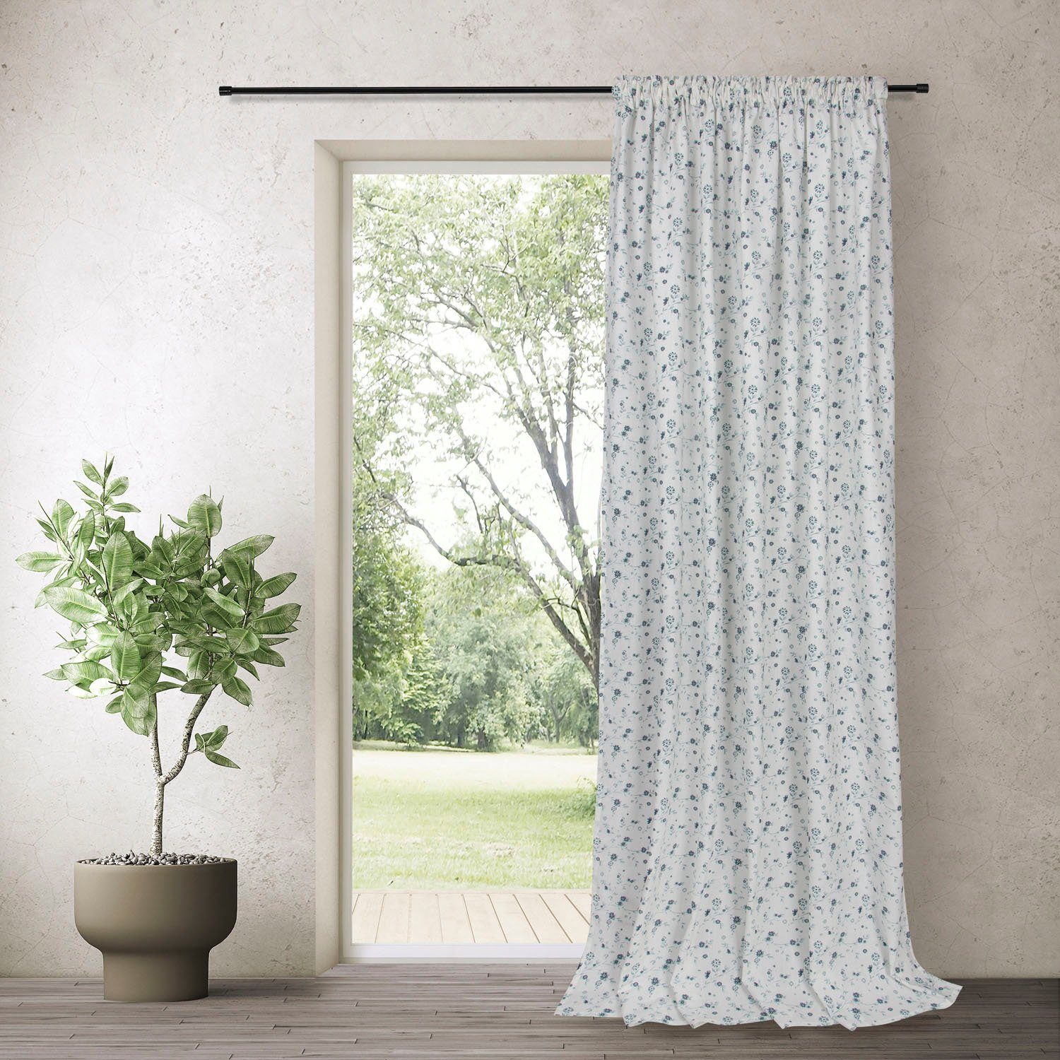 Gerster Gardine Madina (1 St), Kräuselband, blickdicht, Wirkware, Fertigschal aus Baumwolle