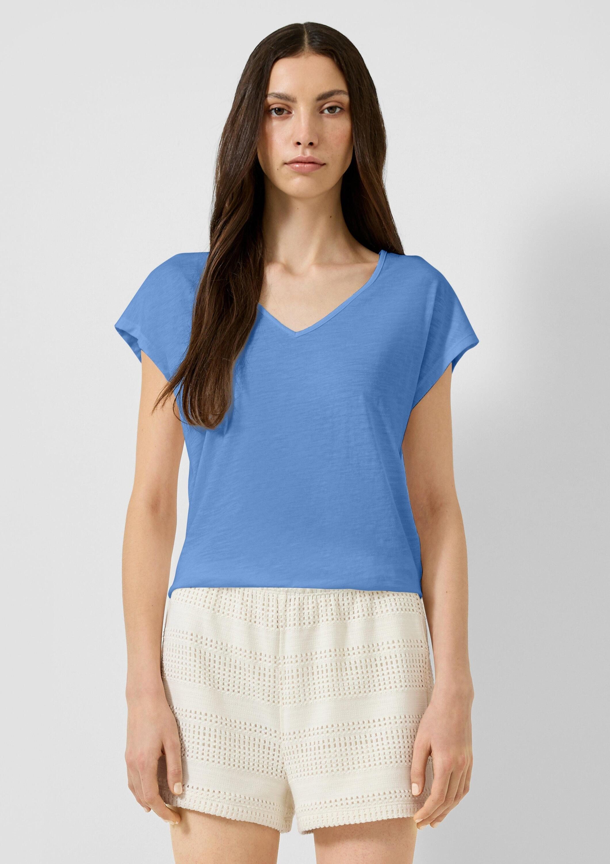 QS Kurzarmshirt T-Shirt T-Shirt mit Spitzendetail