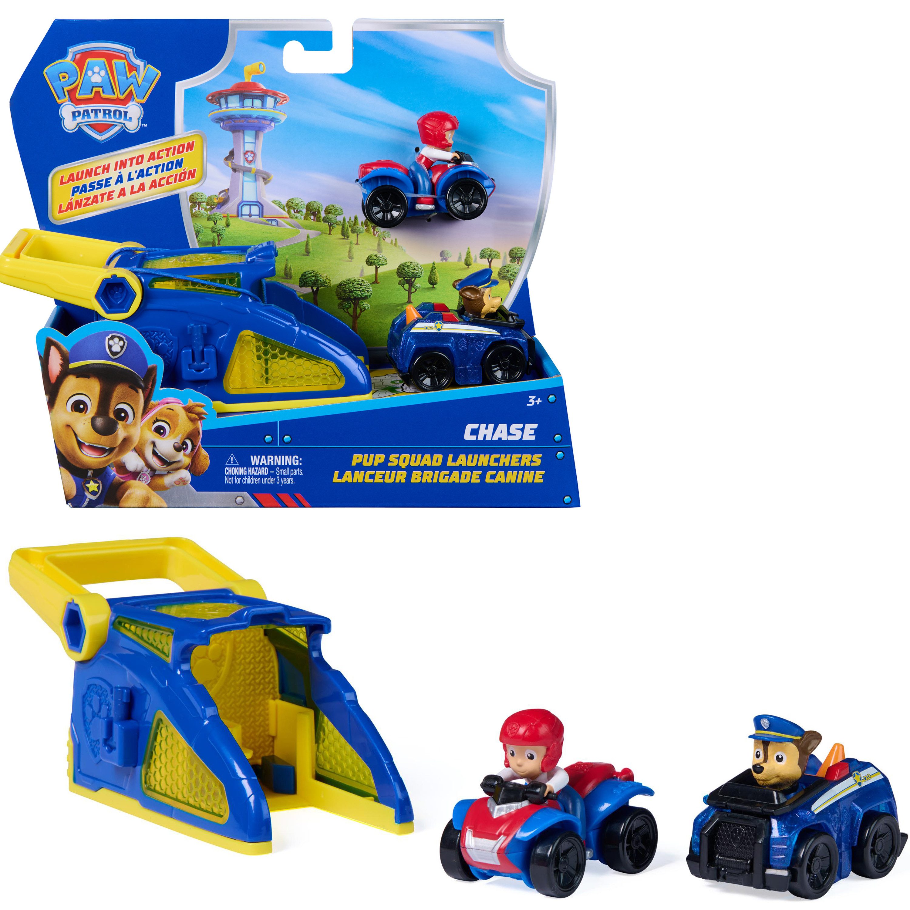 Spin Master Spielzeug-Auto PAW Patrol – Pup Squad Launcher mit Chase und Ryder Fahrzeugen