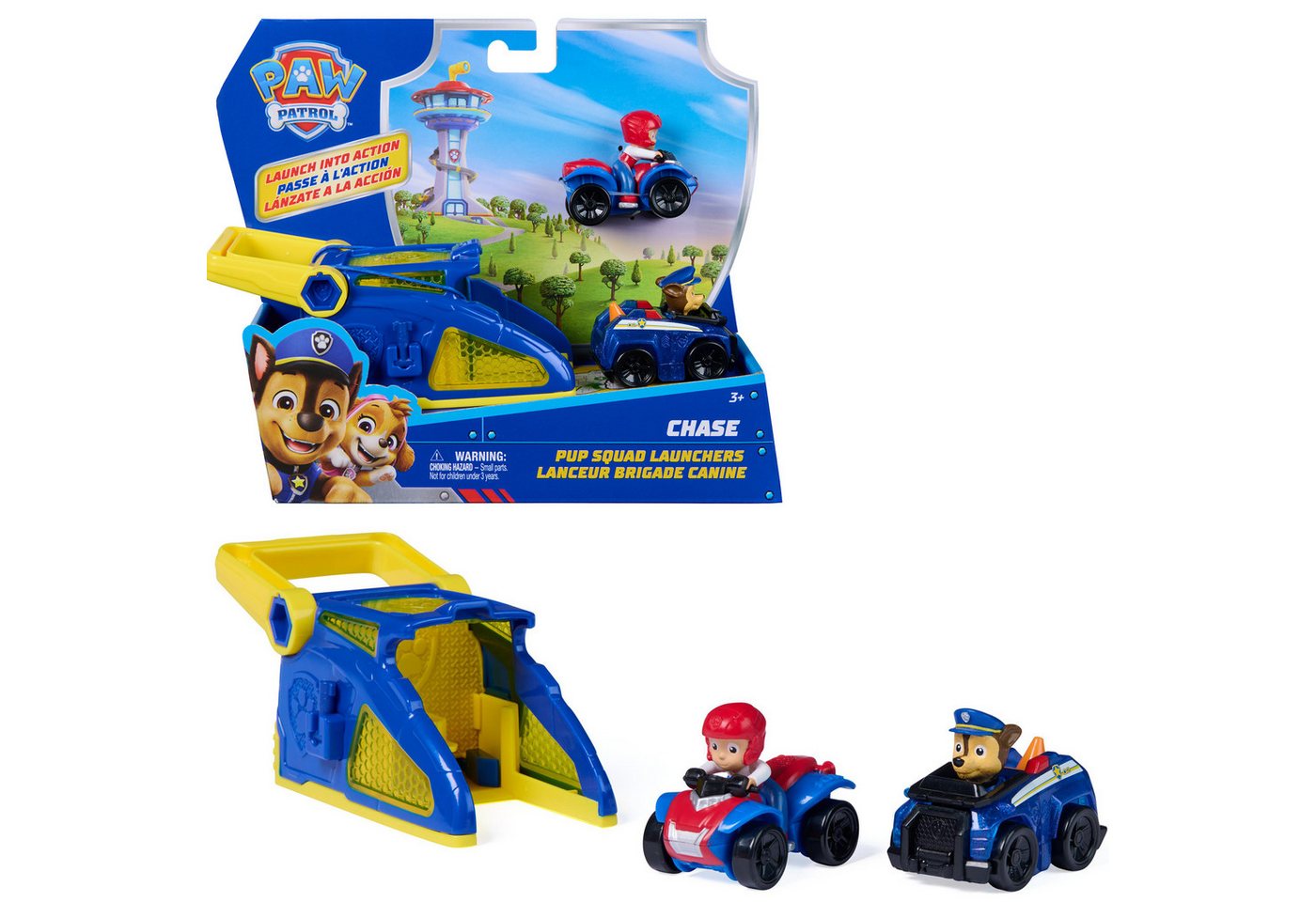 Spin Master Spielzeug-Auto PAW Patrol – Pup Squad Launcher mit Chase und Ryder Fahrzeugen